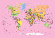 WP00822_H_WALLP - Pink Children's World Map Wallpaper