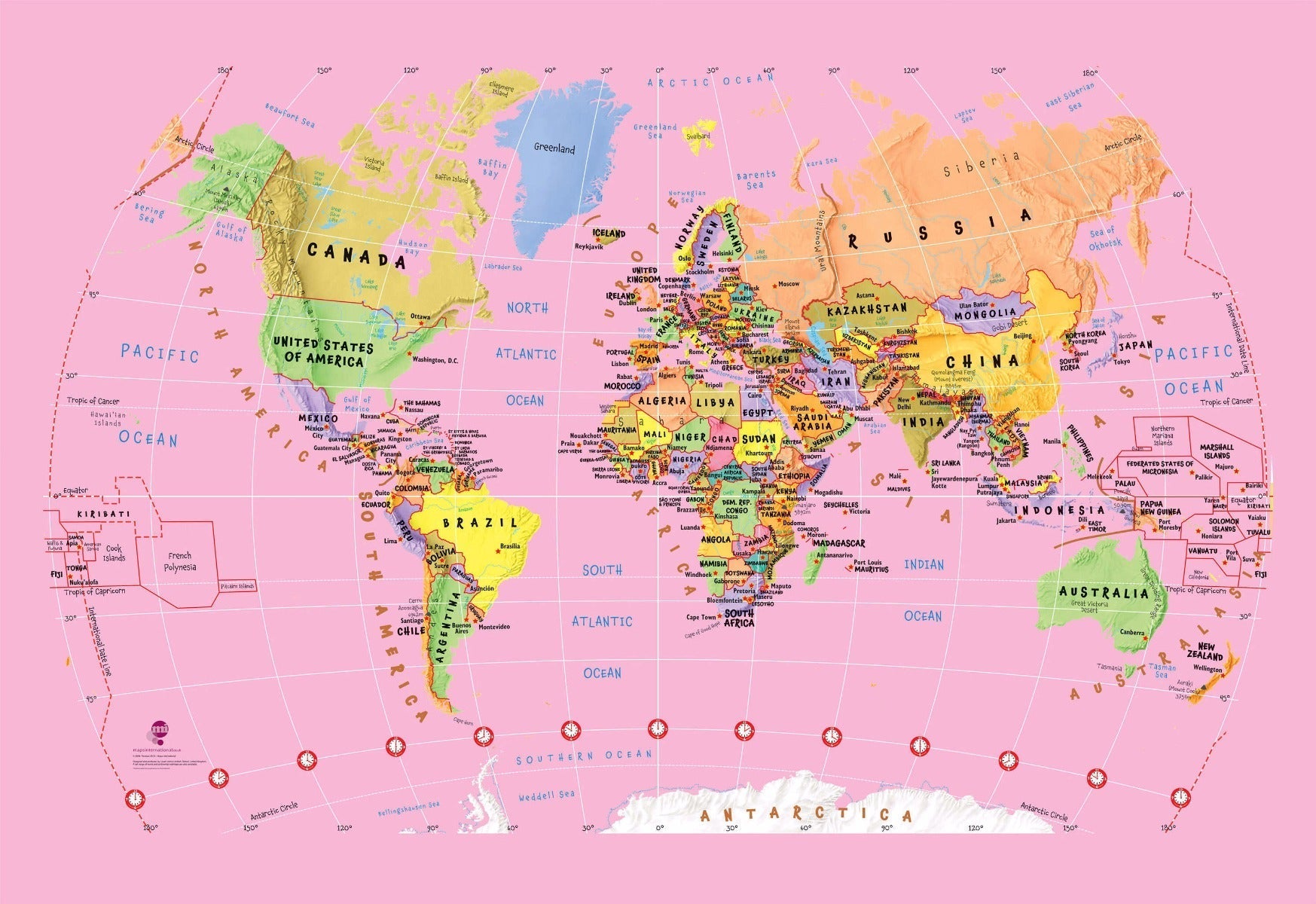 WP00822_X_WPSAM - Pink Children's World Map Wallpaper