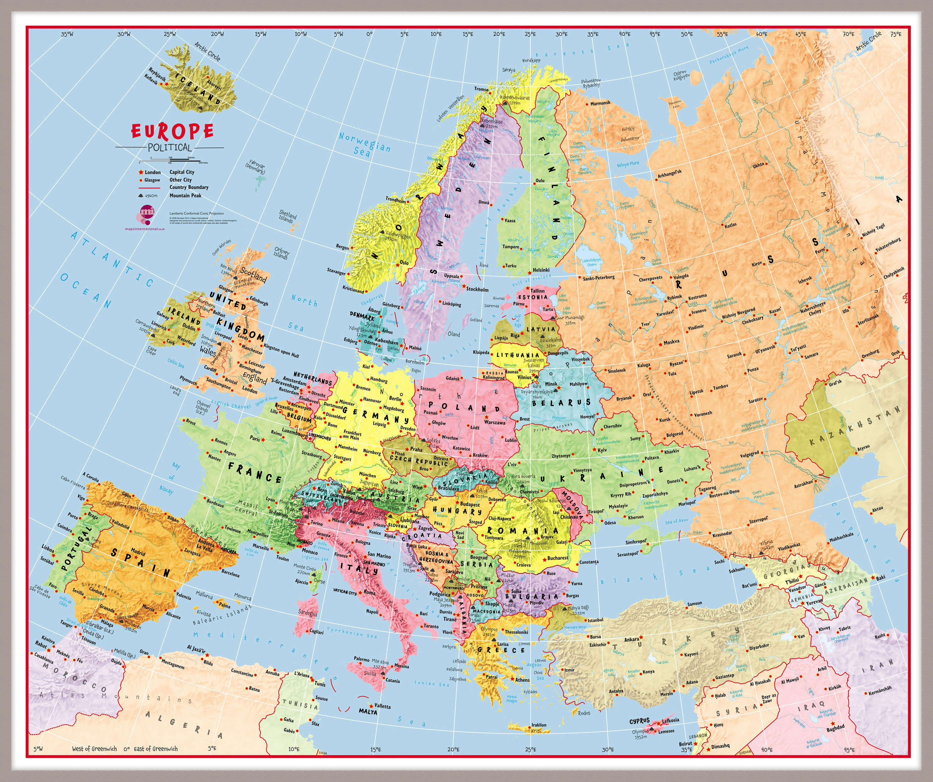 CT00630_L_LBDAL - Primary Europe Wall Map Political