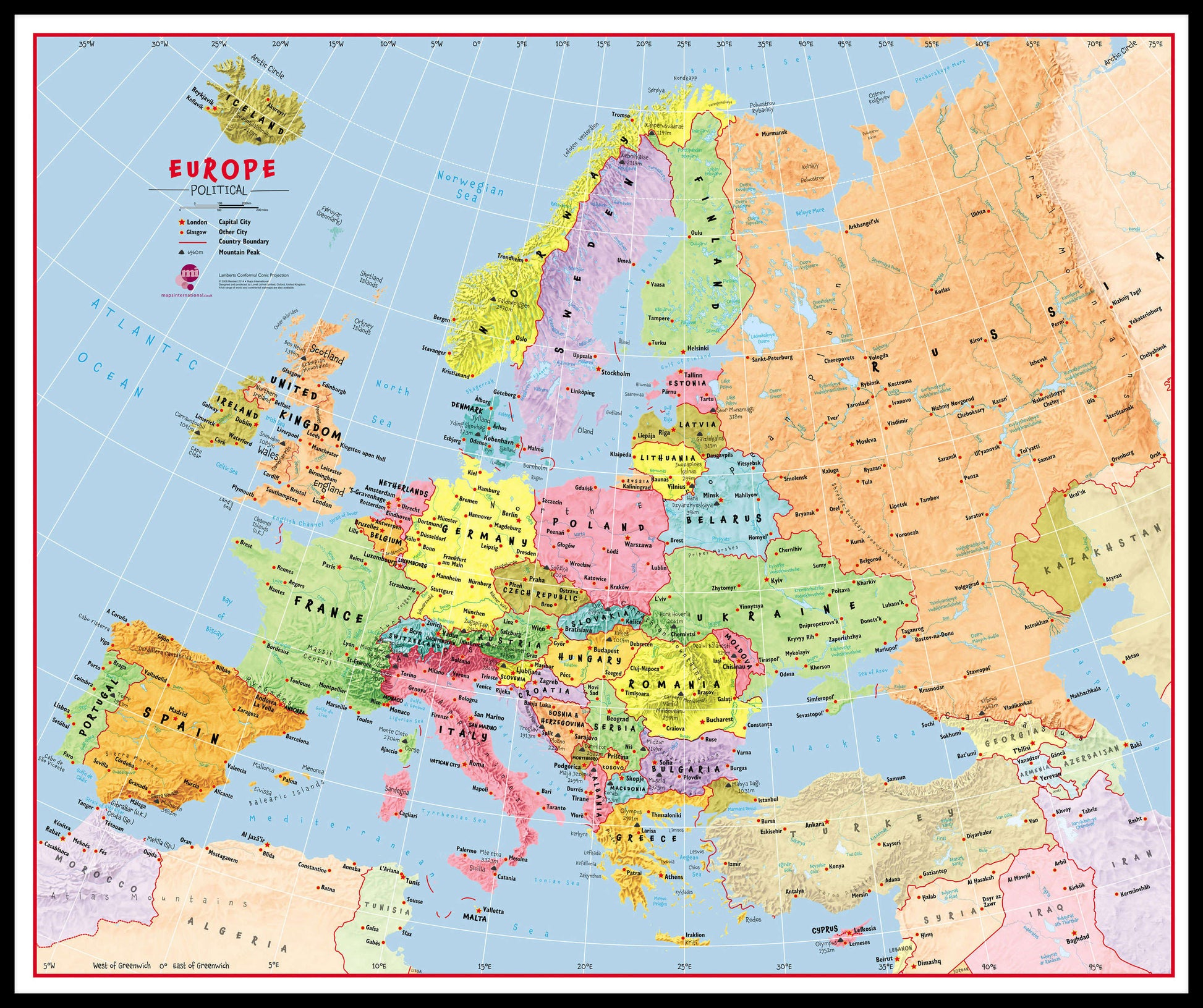 CT00630_L_LBDBL - Primary Europe Wall Map Political