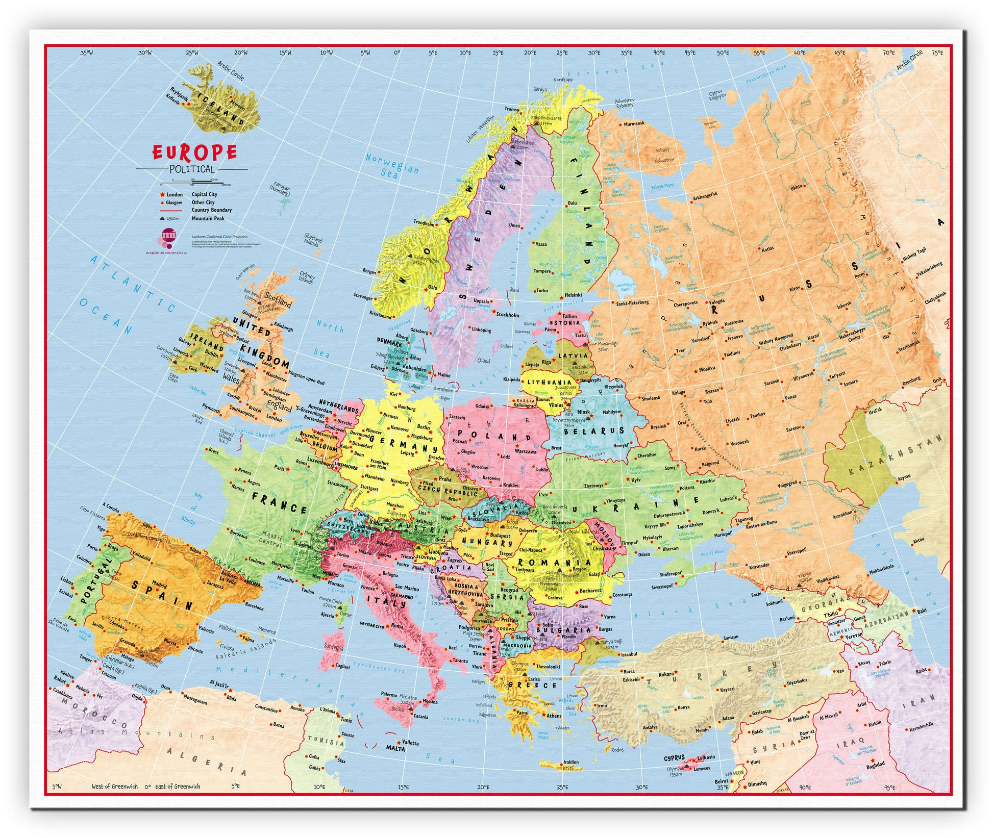 CT00630_L_CANVA - Primary Europe Wall Map Political