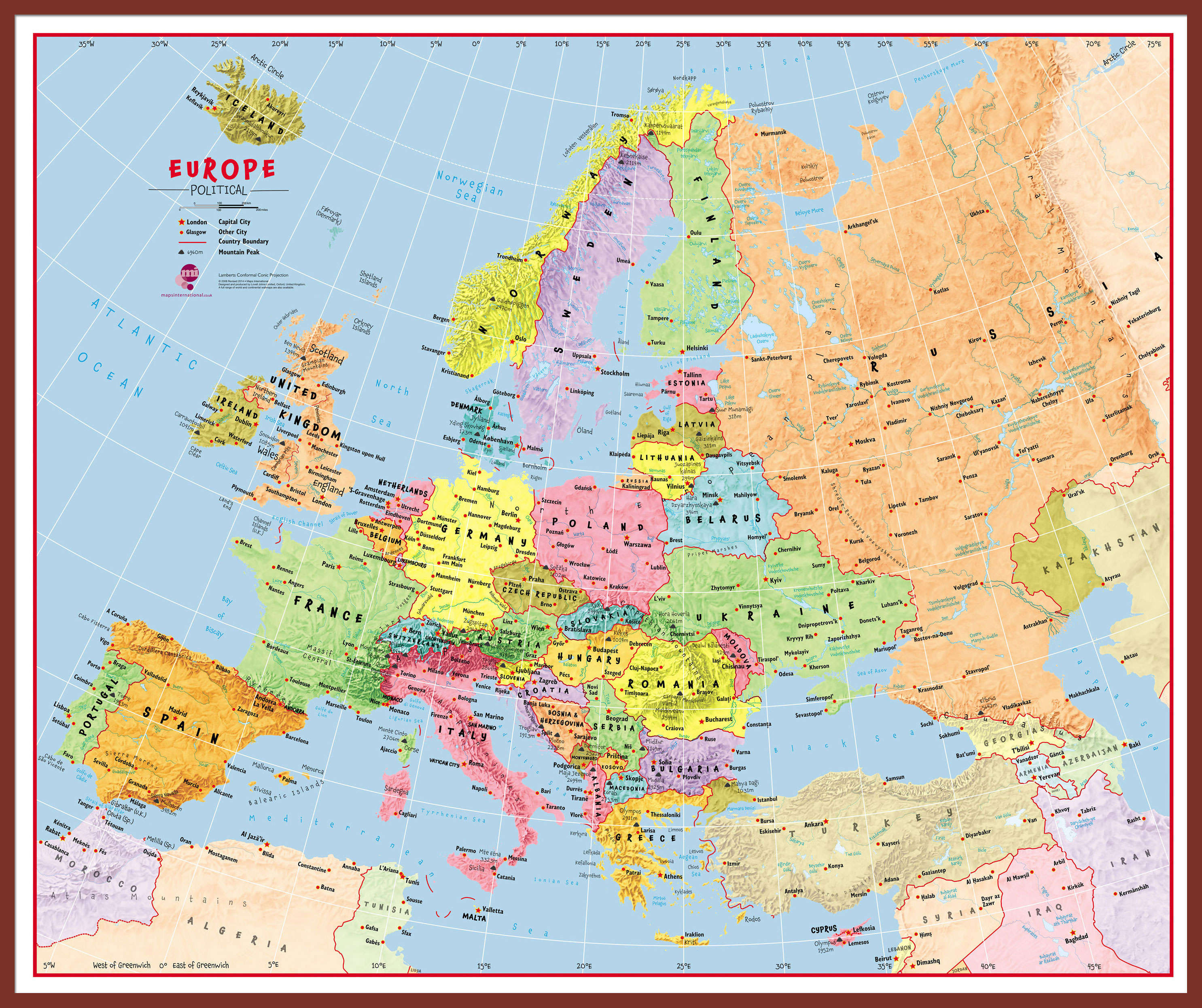 CT00630_H_LBDOK - Primary Europe Wall Map Political