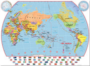 WM00455_L_LMBRD - Primary Pacific Centred World Wall Map Political with flags