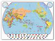 WM00455_L_CANVA - Primary Pacific Centred World Wall Map Political with flags