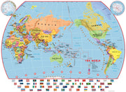 WM00455_L_CANRL - Primary Pacific Centred World Wall Map Political with flags