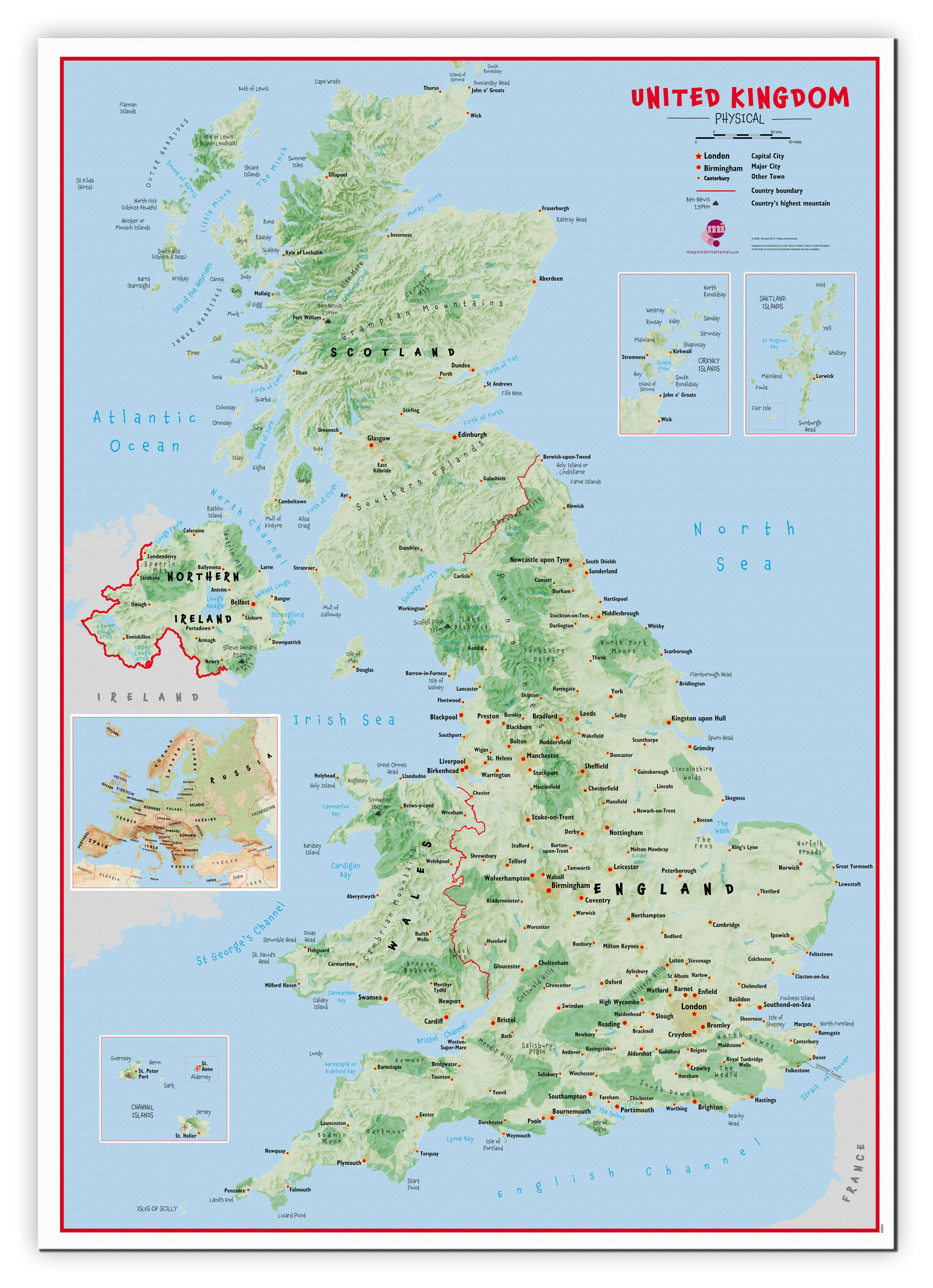 UK00629_L_CANVA - Primary UK Wall Map Physical