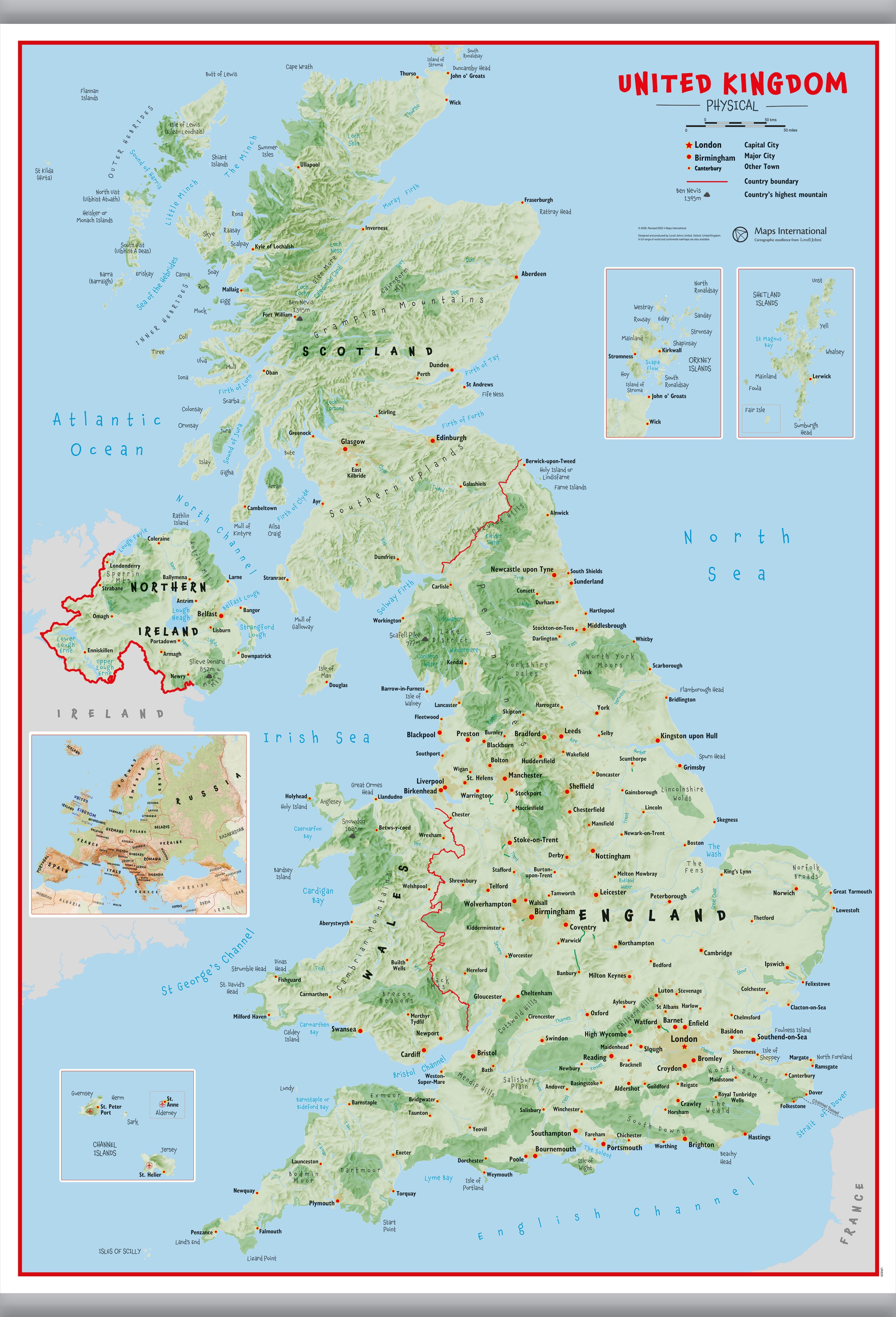 UK00629_H_LAMHB - Primary UK Wall Map Physical