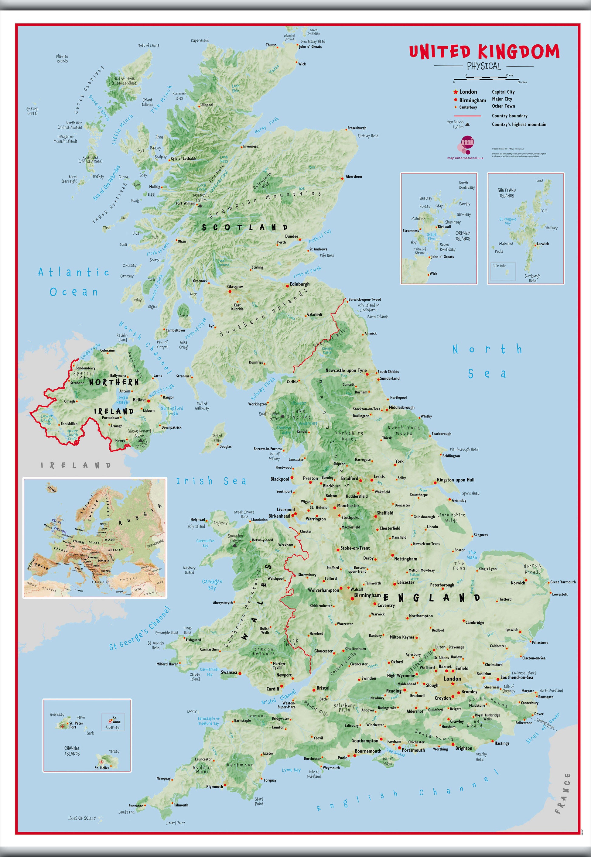 UK00629_L_CANHB - Primary UK Wall Map Physical