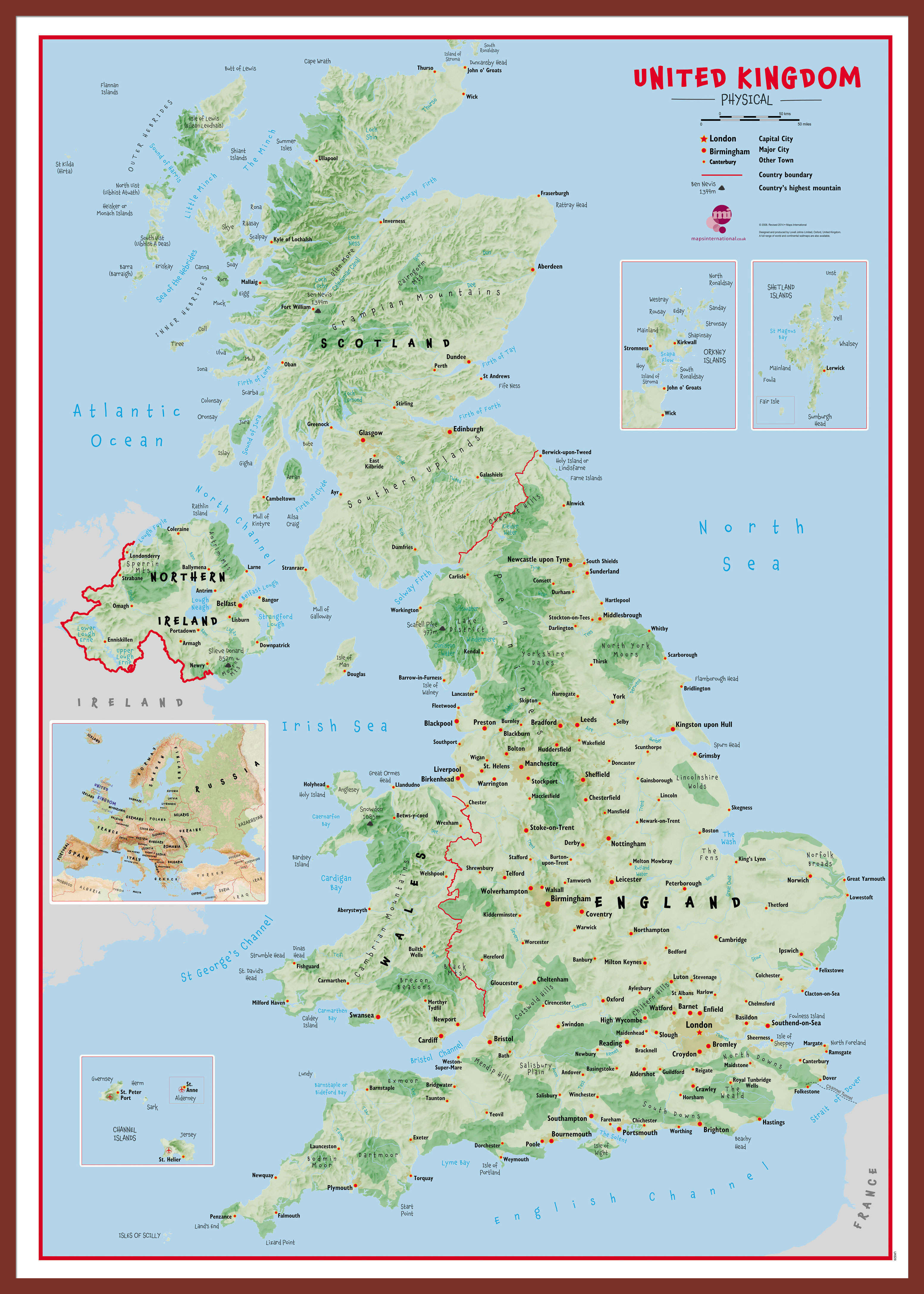 UK00629_H_LBDOK - Primary UK Wall Map Physical