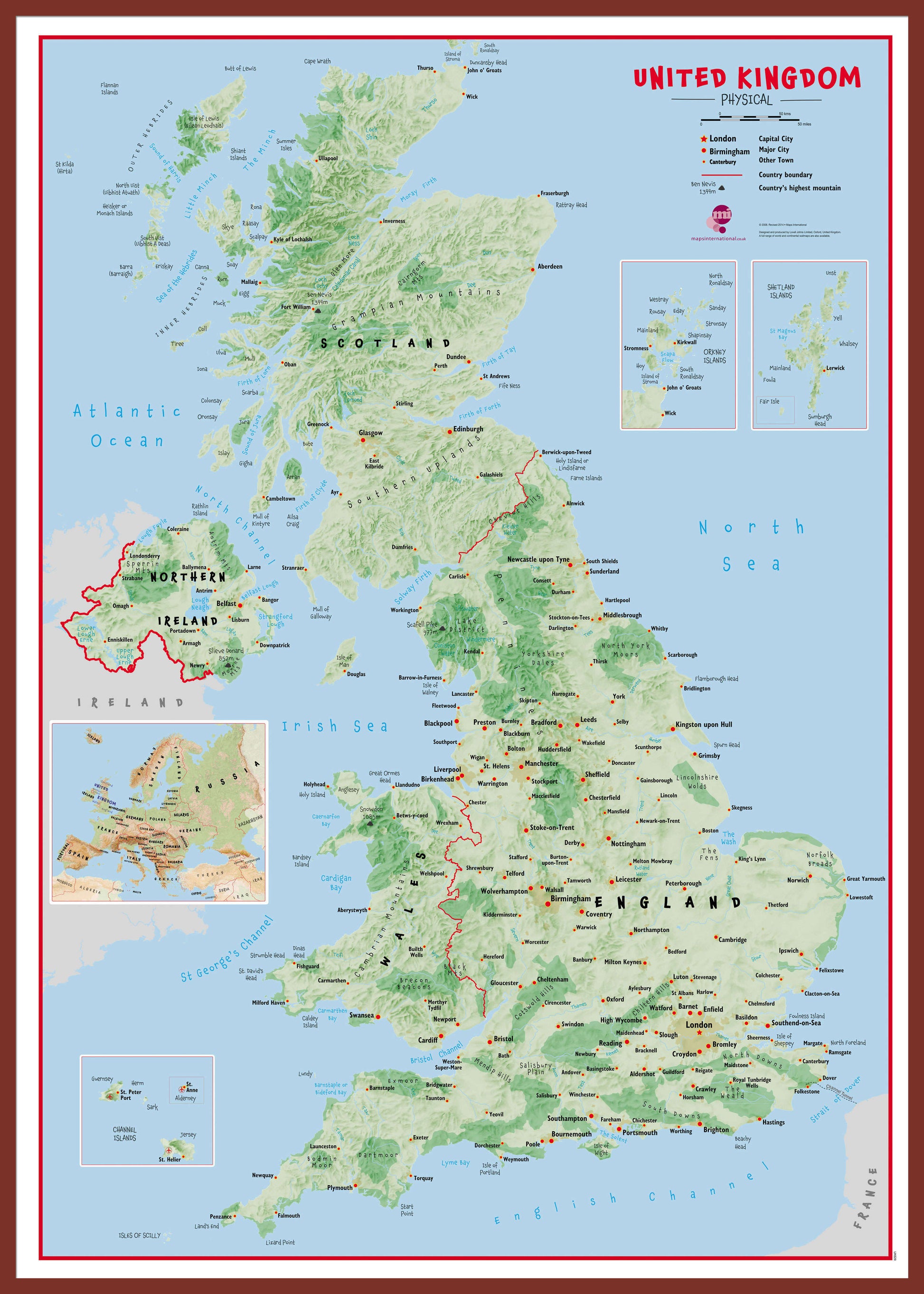 UK00629_L_LBDOK - Primary UK Wall Map Physical