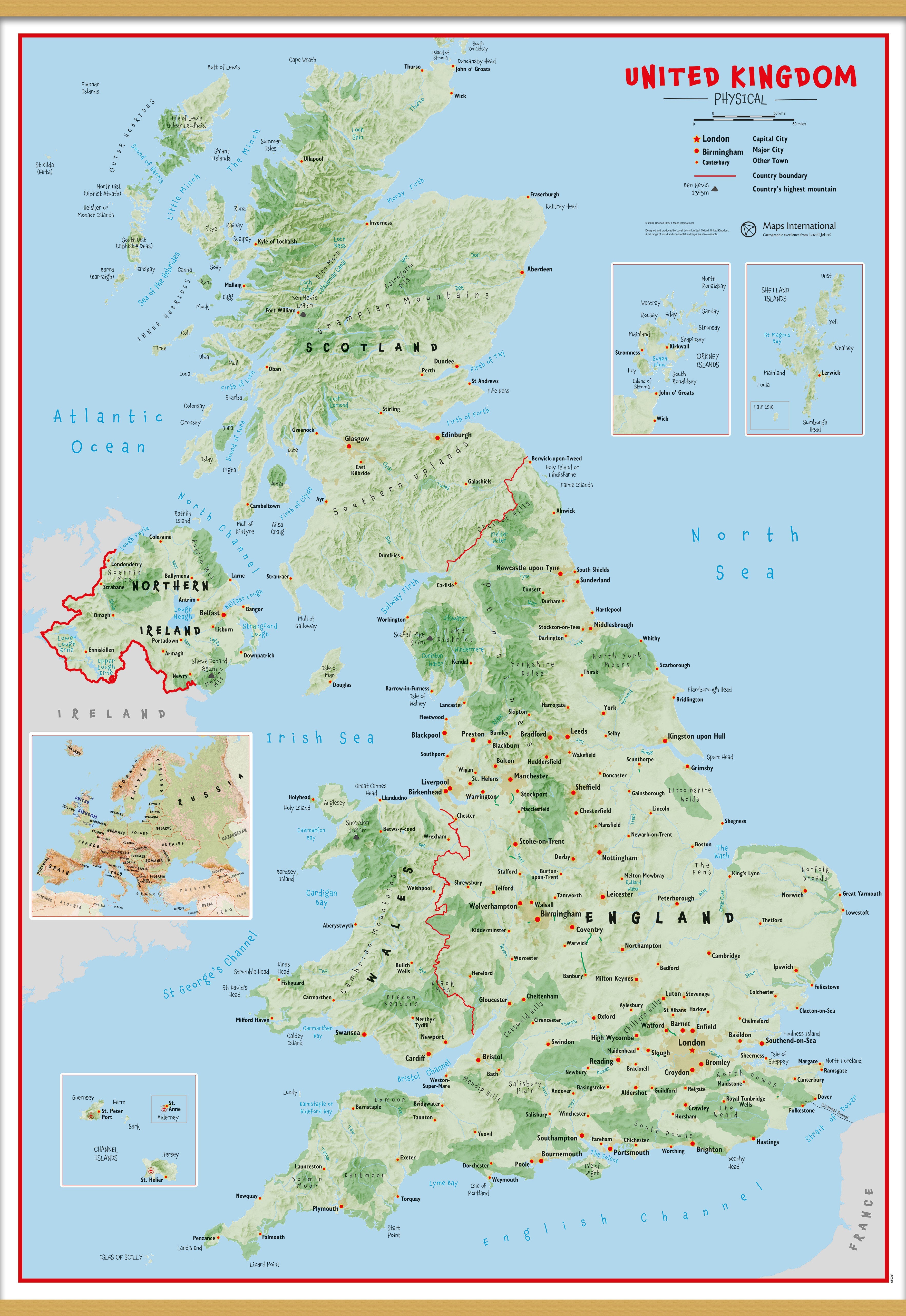 UK00629_H_LWDHB - Primary UK Wall Map Physical