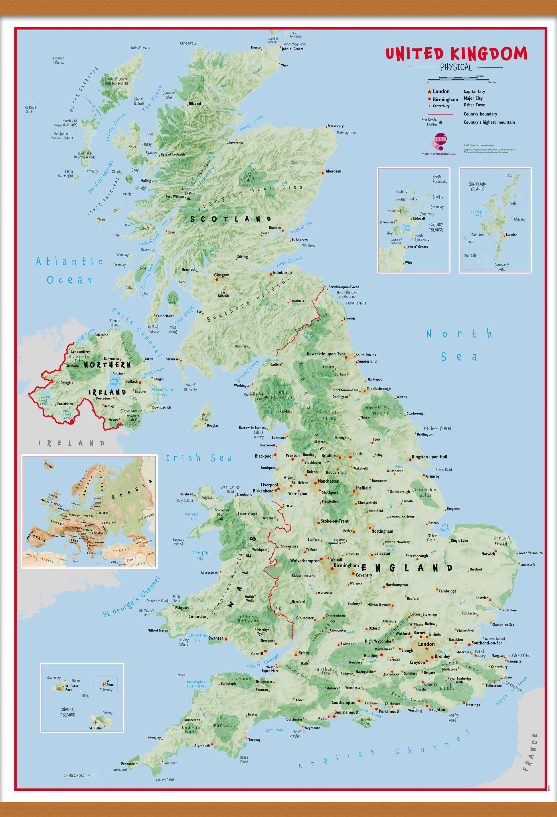 UK00629_H_LWDHB - Primary UK Wall Map Physical