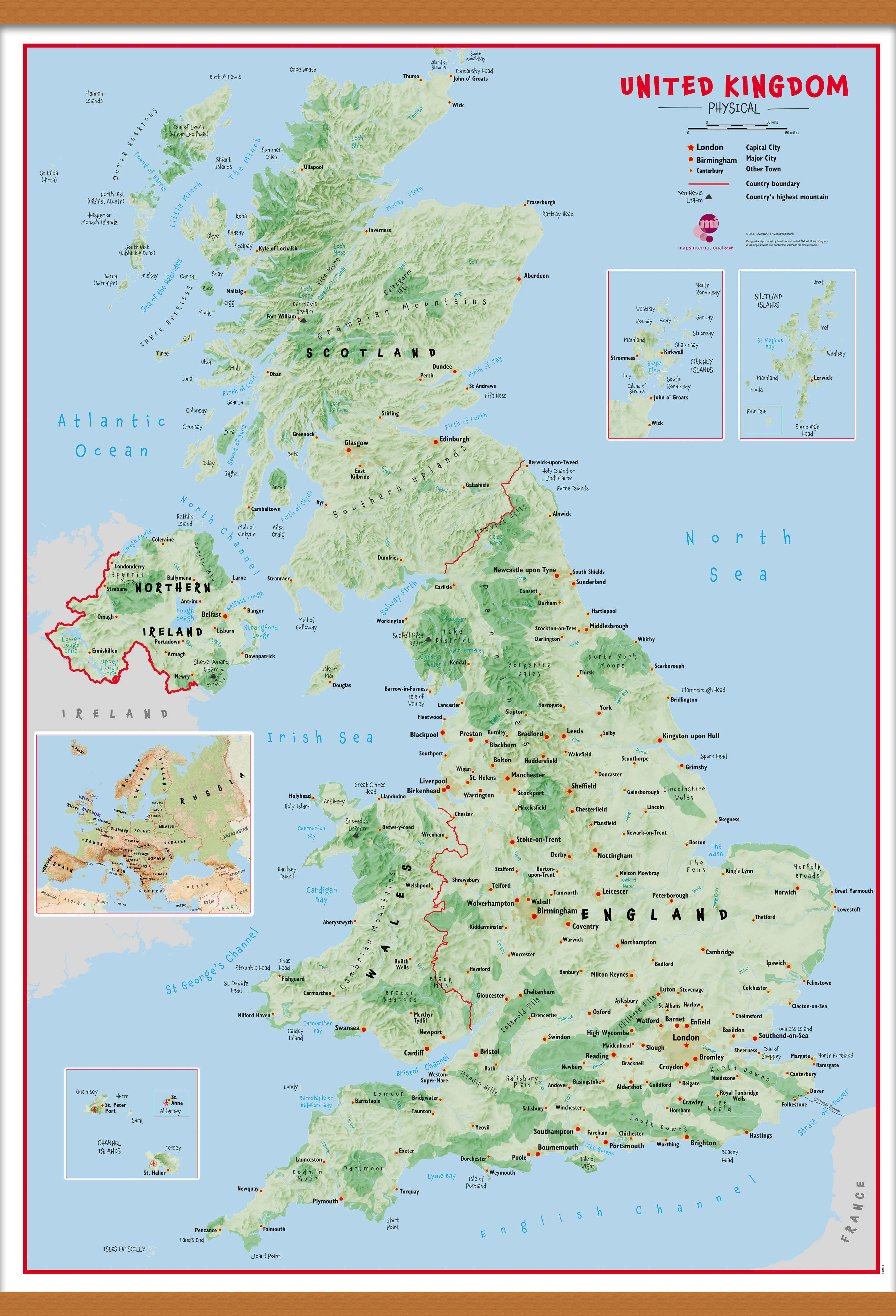 UK00629_H_LWDHB - Primary UK Wall Map Physical