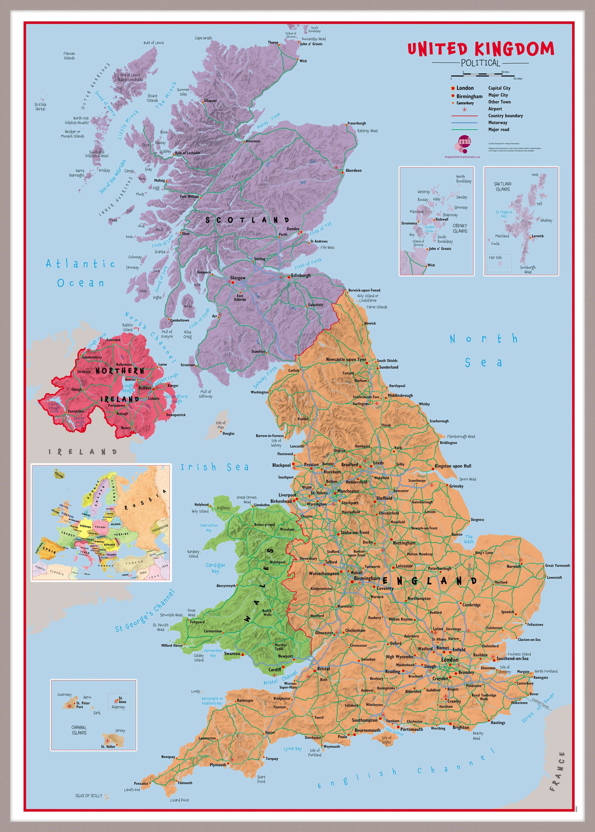 UK00628_L_MGFAL - Primary UK Wall Map Political