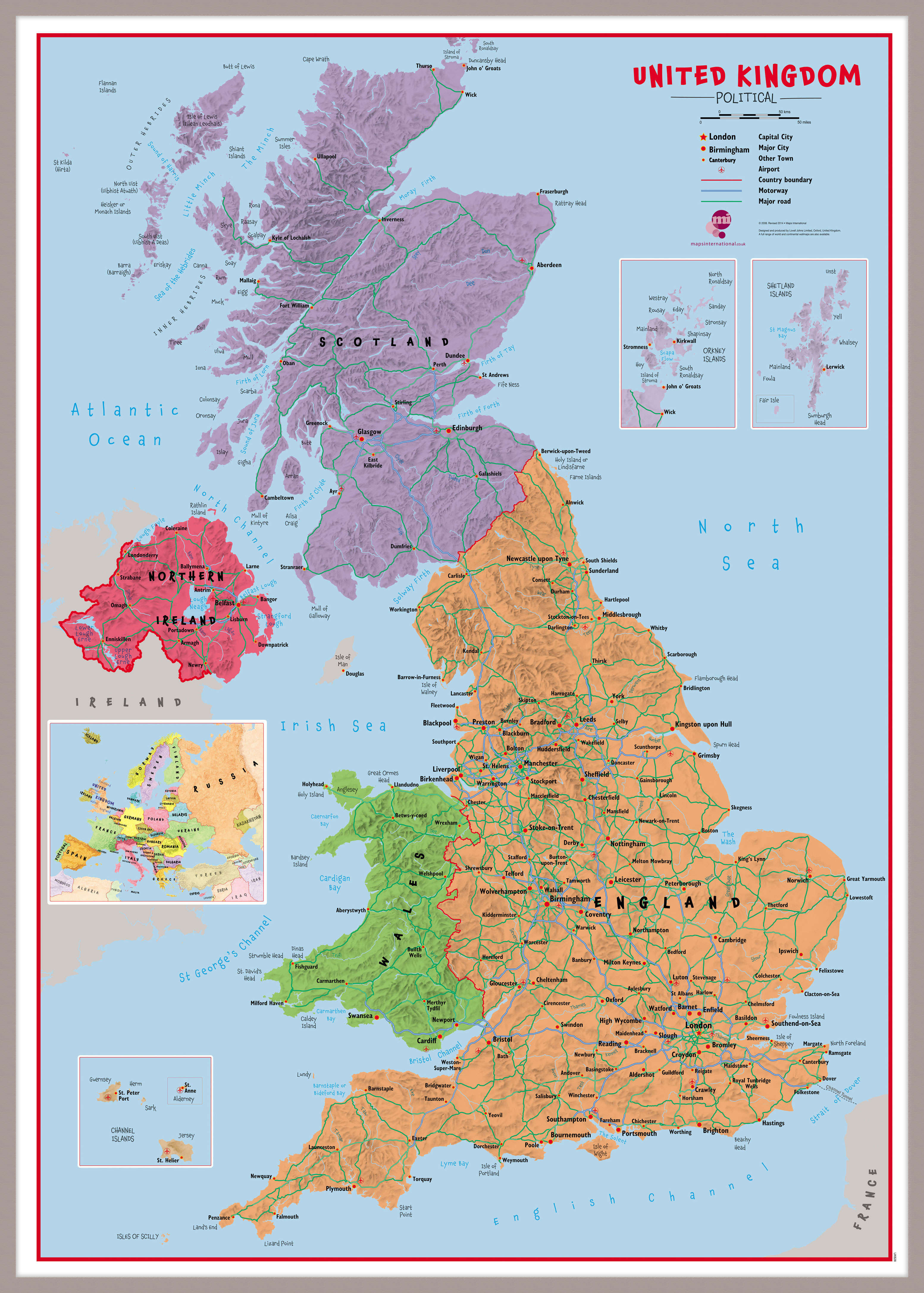 UK00628_H_MGFAL - Primary UK Wall Map Political