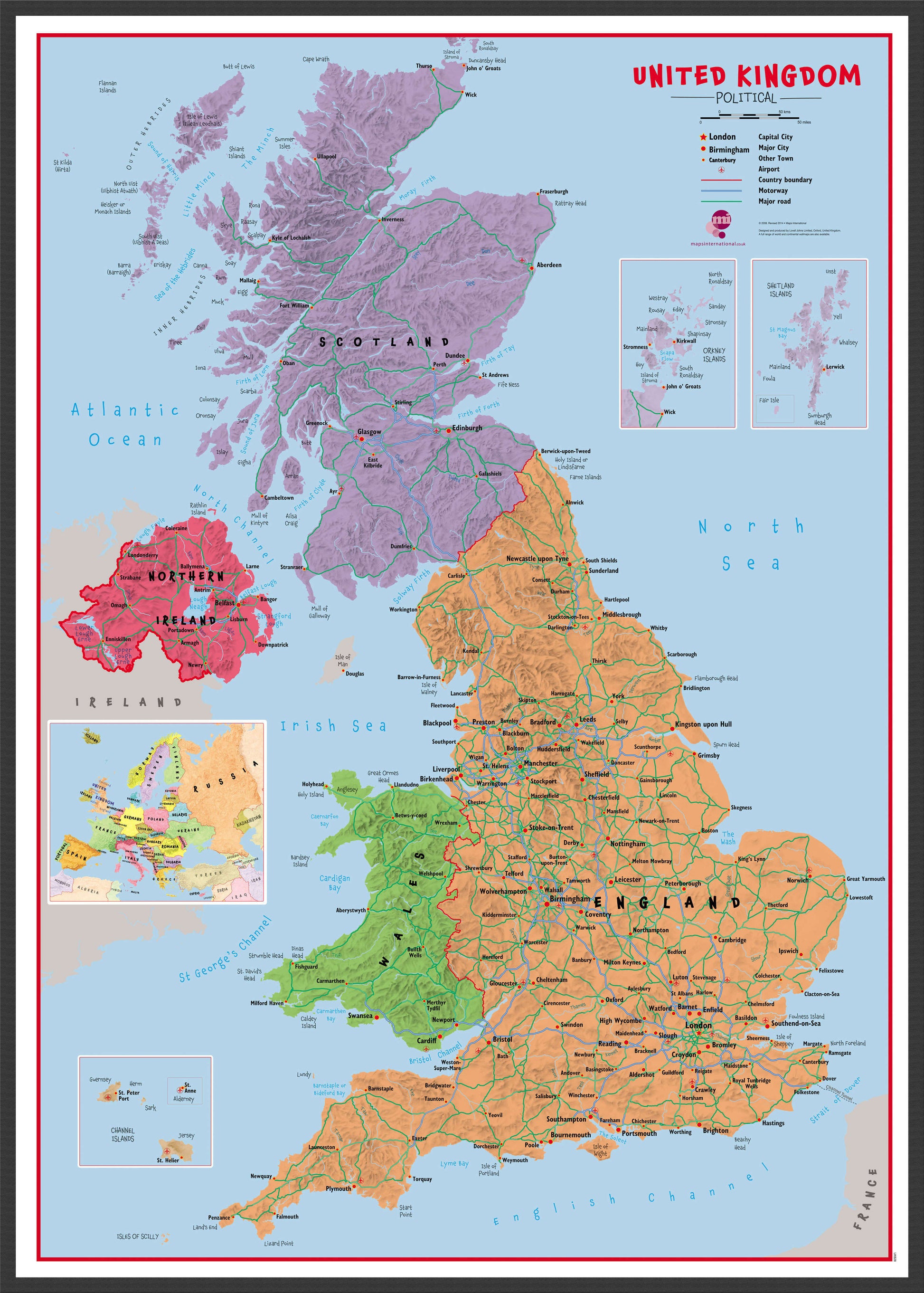 UK00628_L_WDBLA - Primary UK Wall Map Political