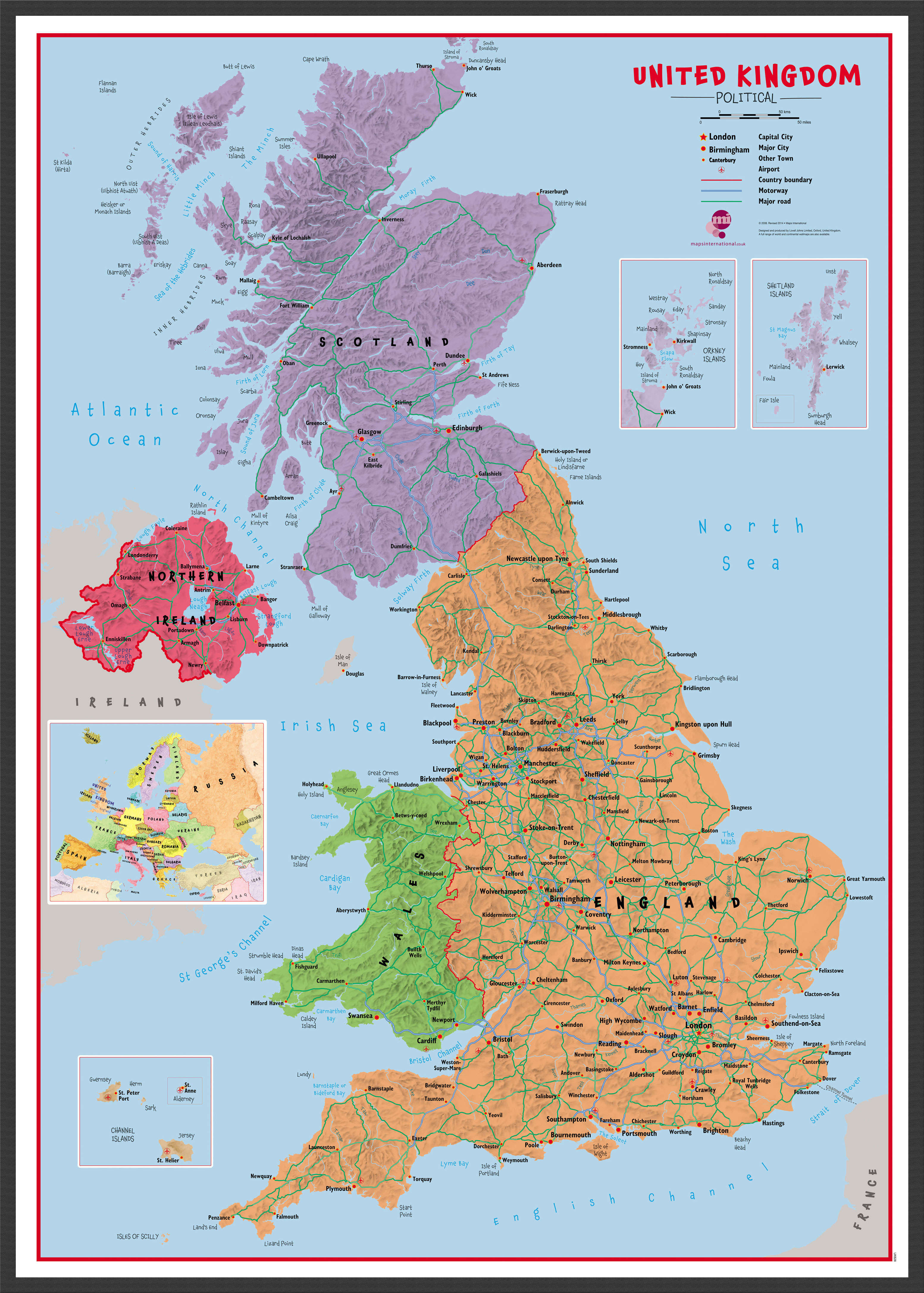 UK00628_L_WDBLA - Primary UK Wall Map Political