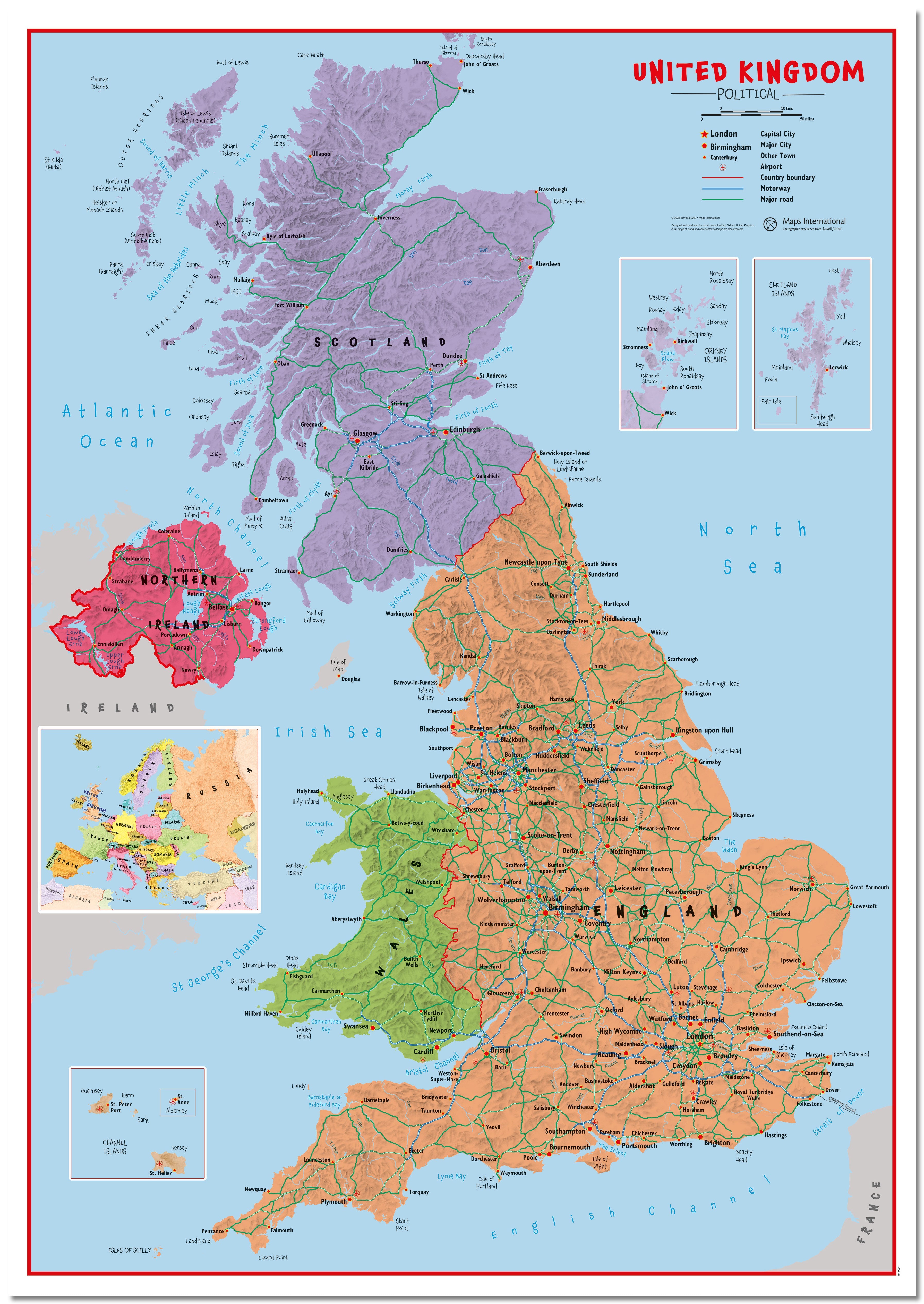 UK00628_H_LMBRD - Primary UK Wall Map Political