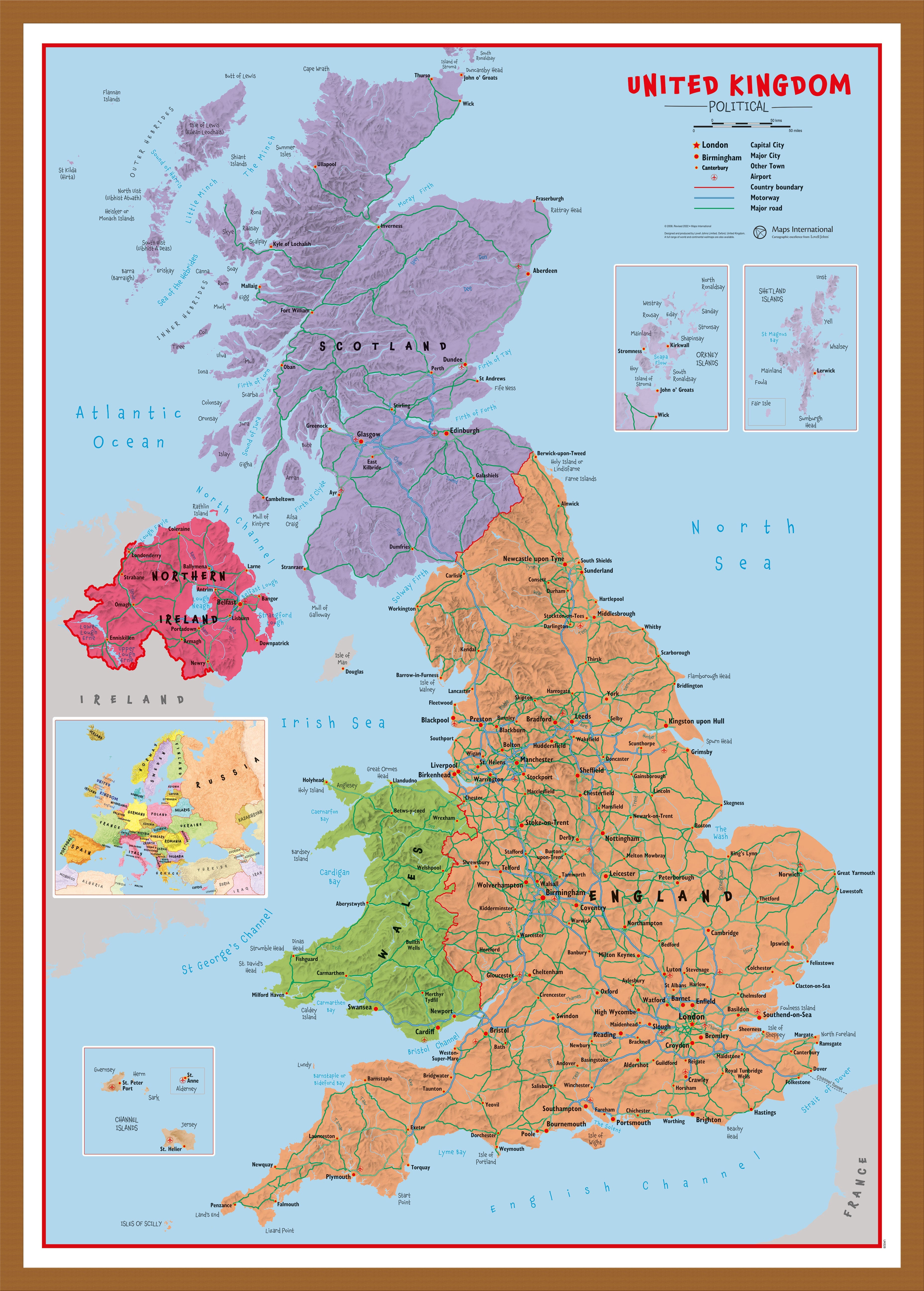 UK00628_L_WDTEA - Primary UK Wall Map Political