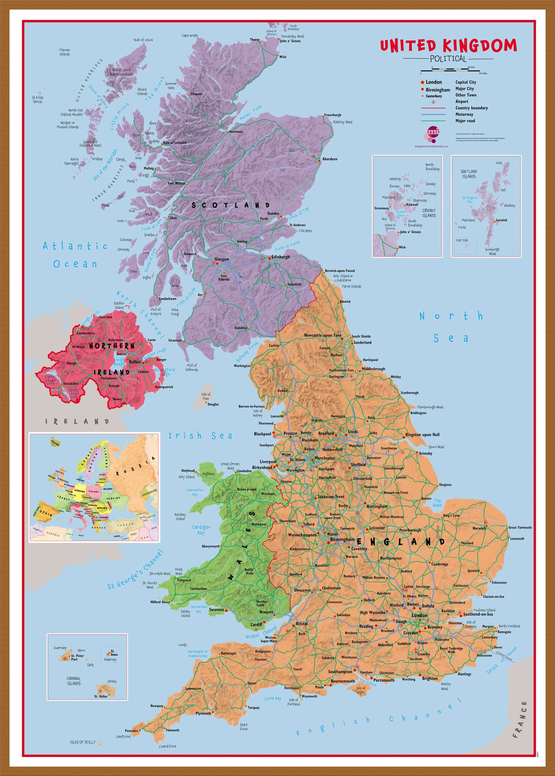 UK00628_L_LBWTE - Primary UK Wall Map Political