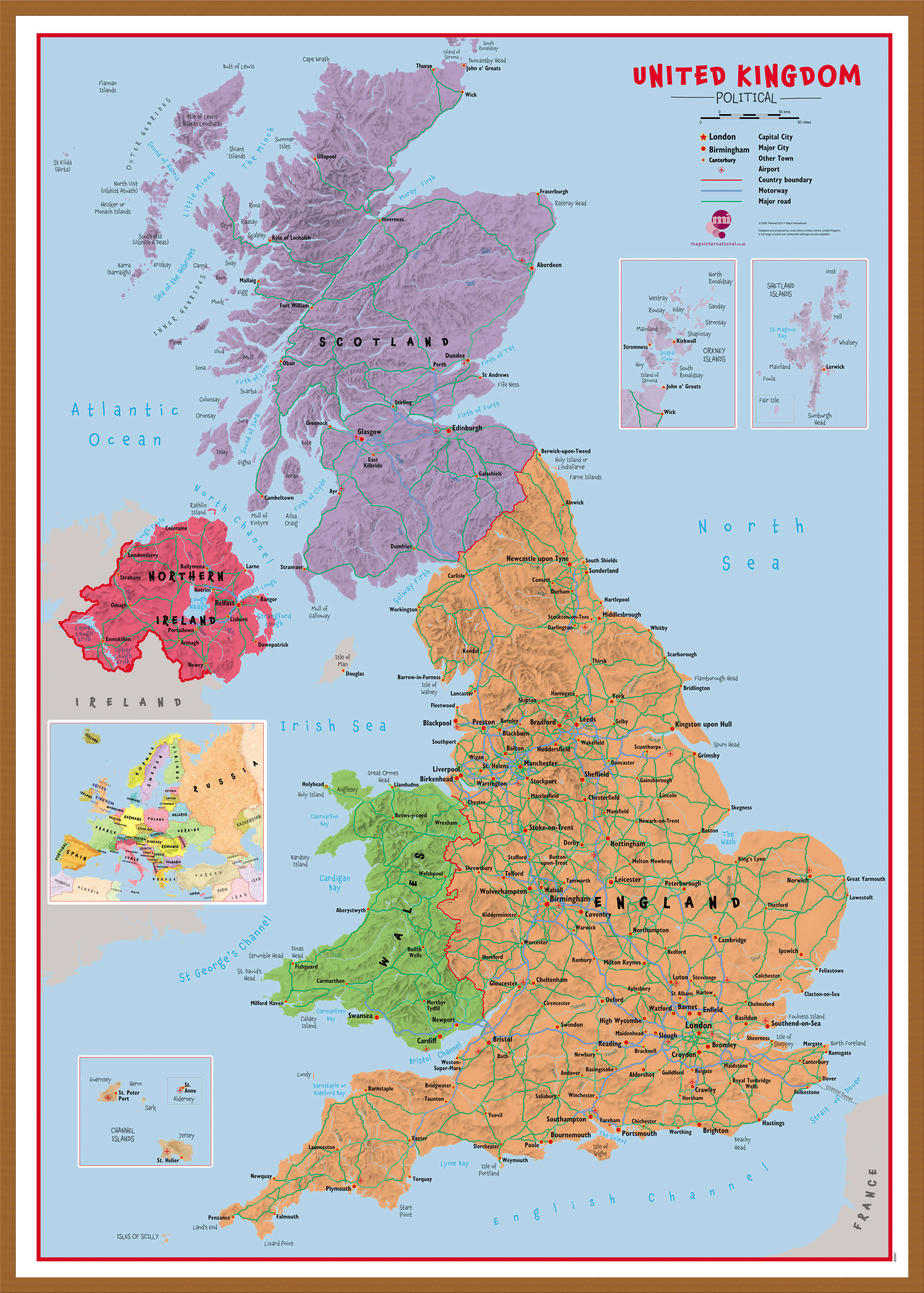 UK00628_L_WDTEA - Primary UK Wall Map Political