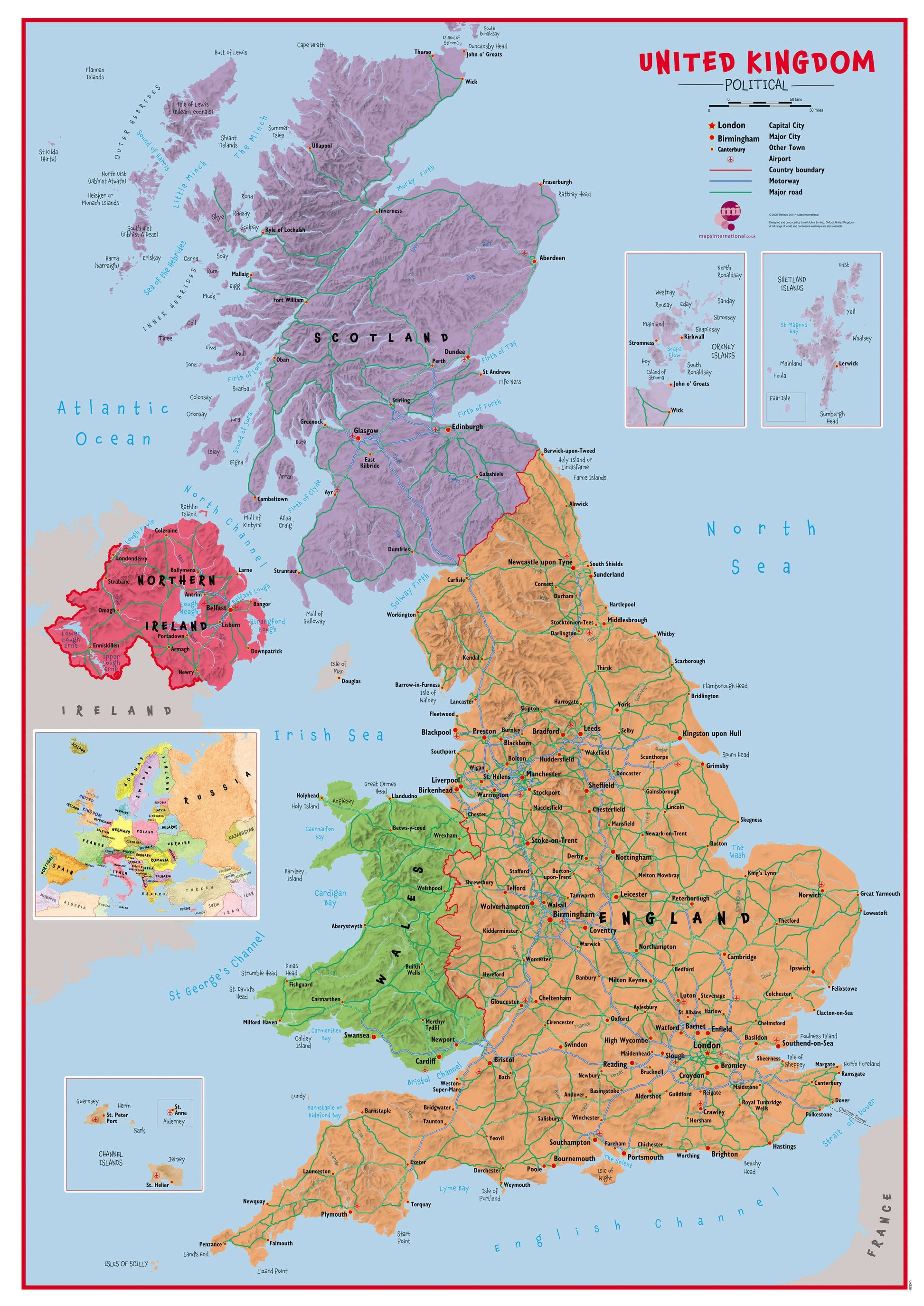 UK00628_L_CANRL - Primary UK Wall Map Political