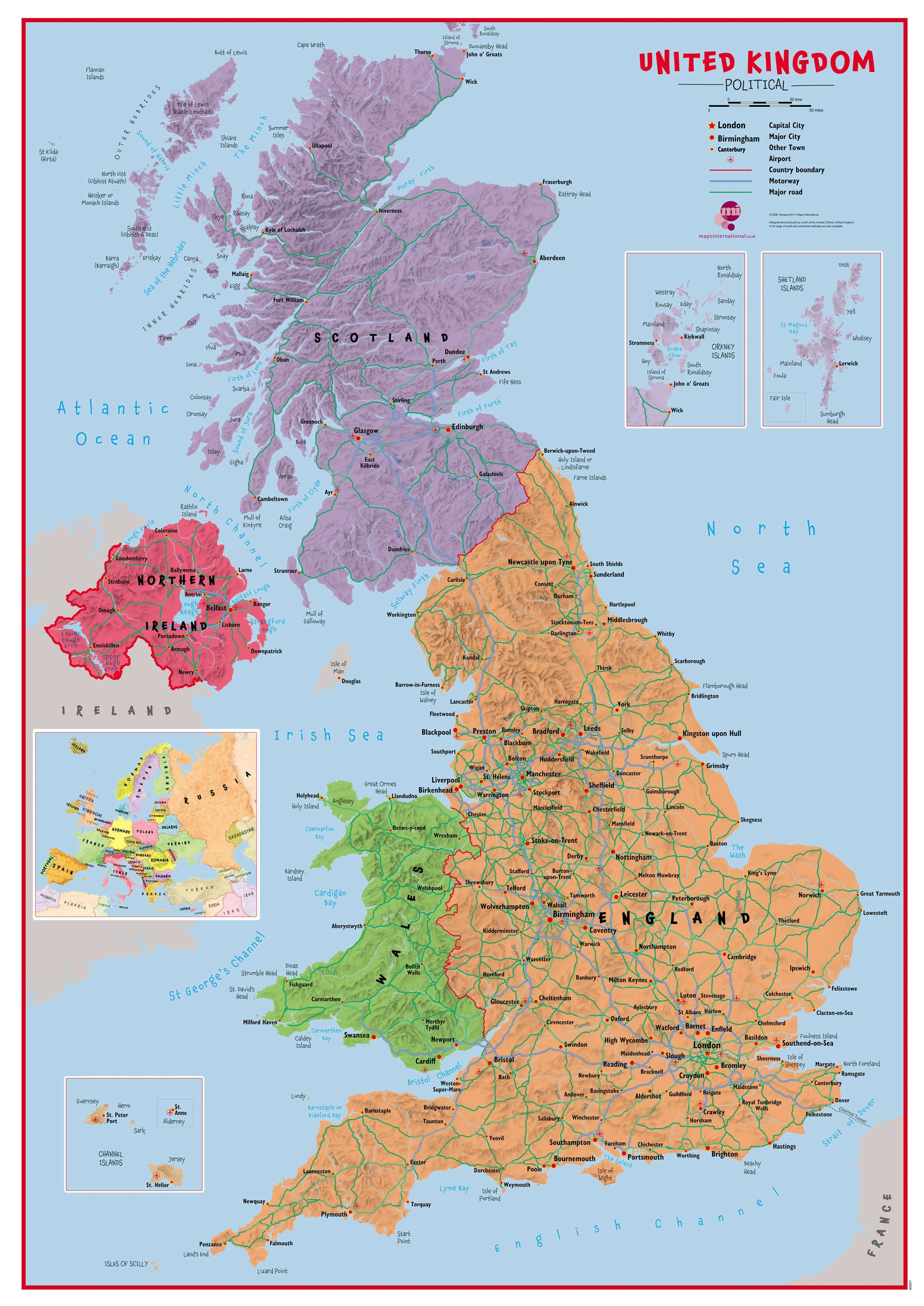 UK00628_L_CANRL - Primary UK Wall Map Political
