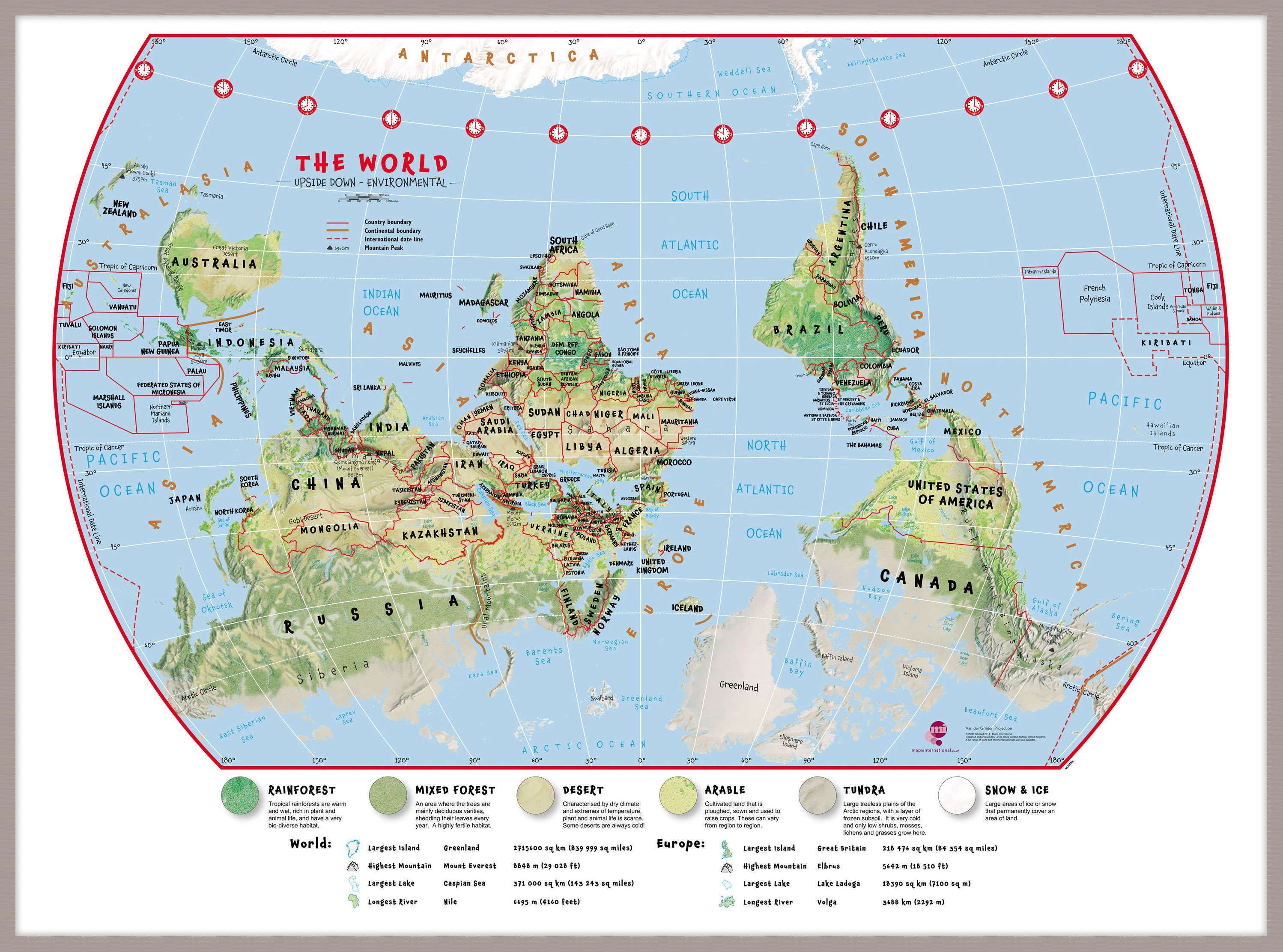 WM00458_H_LBDAL - Primary Upside Down World Wall Map Environmental