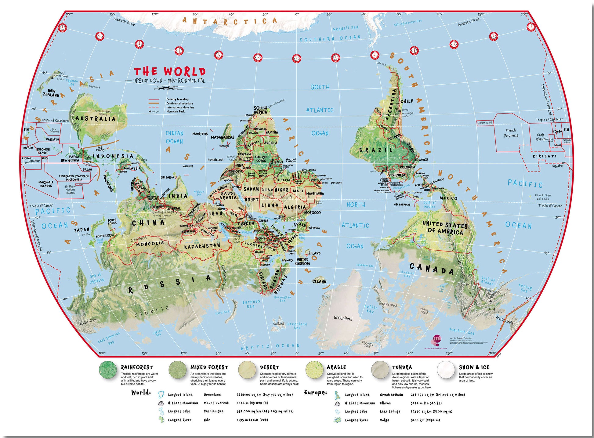 WM00458_L_LMBRD - Primary Upside Down World Wall Map Environmental