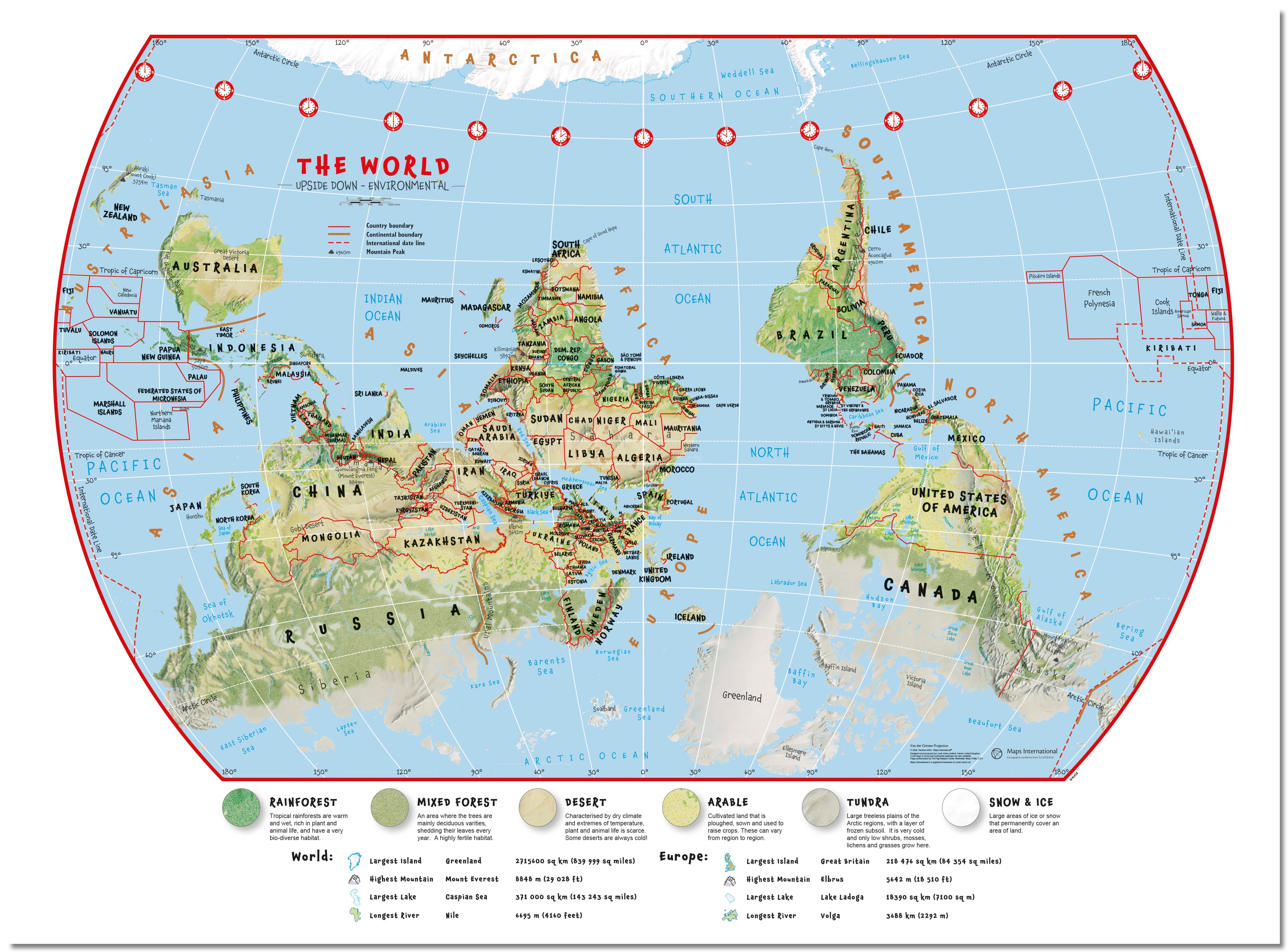 WM00458_L_LMBRD - Primary Upside Down World Wall Map Environmental