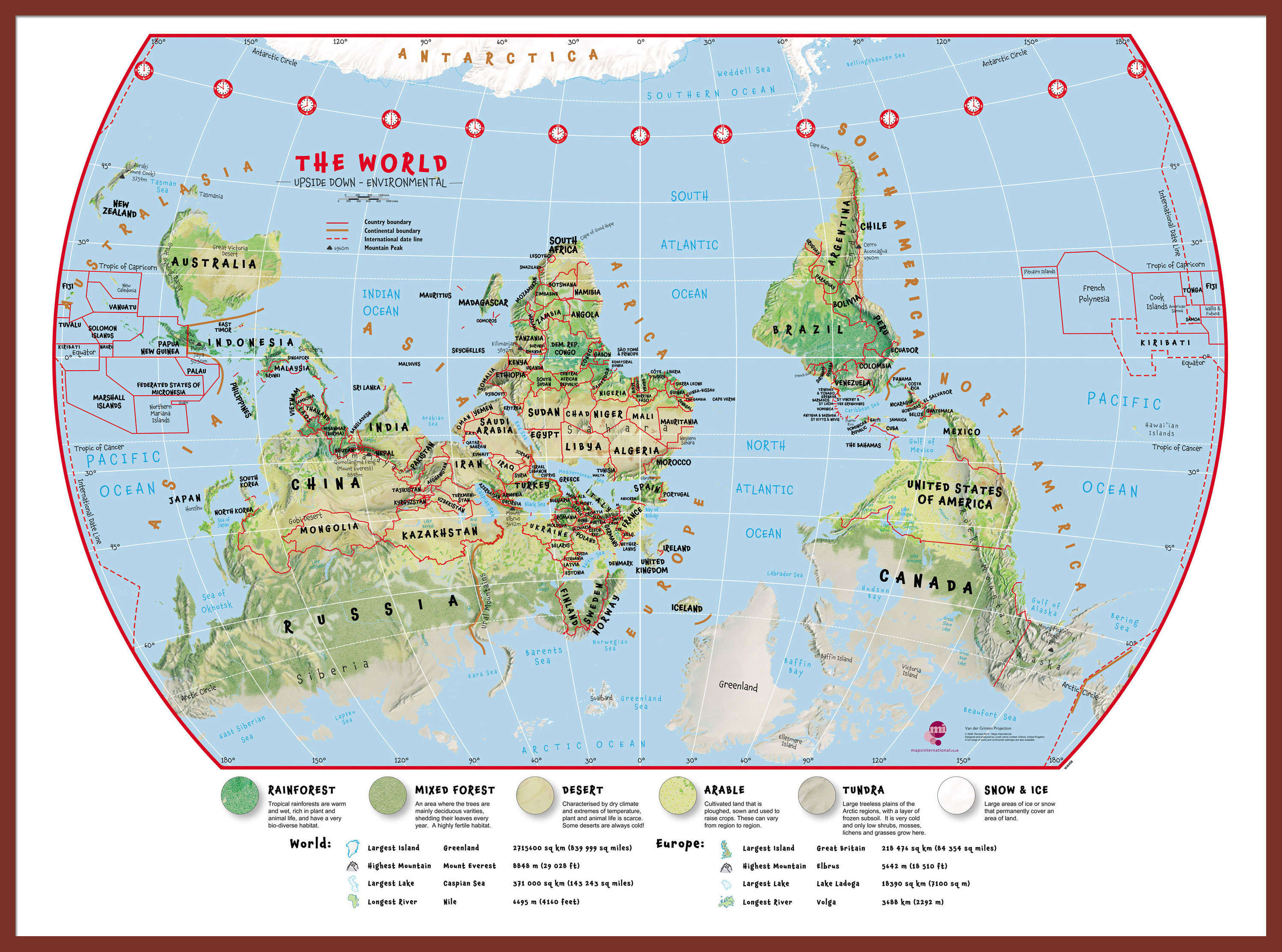 WM00458_L_LBDOK - Primary Upside Down World Wall Map Environmental
