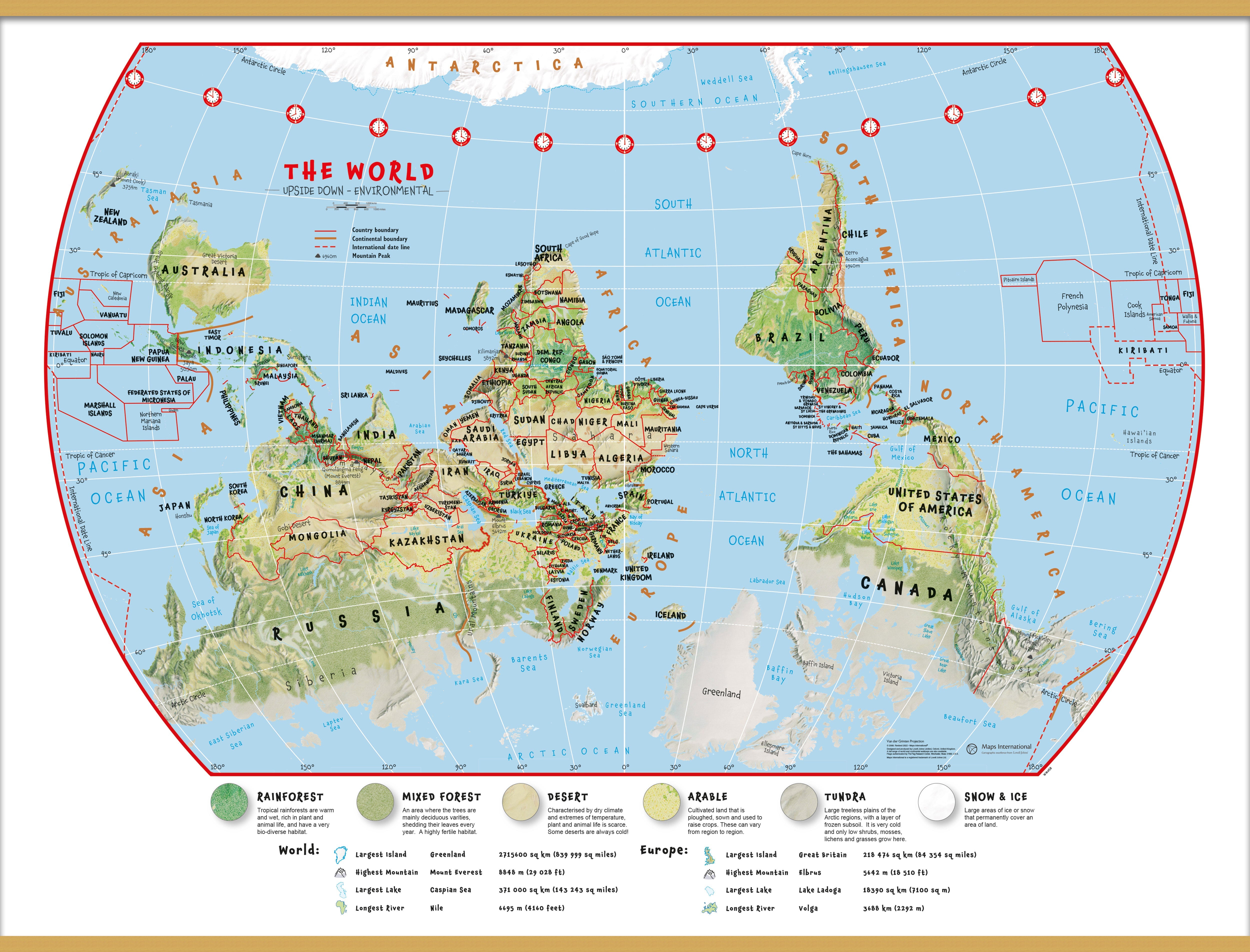 WM00458_H_CWDHB - Primary Upside Down World Wall Map Environmental