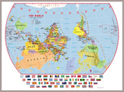 WM00457_L_MGFAL - Primary Upside Down World Wall Map Political with flags