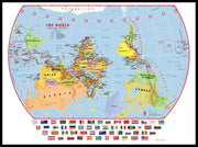 WM00457_L_LBDBL - Primary Upside Down World Wall Map Political with flags