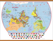 WM00457_L_LWDHB - Primary Upside Down World Wall Map Political with flags