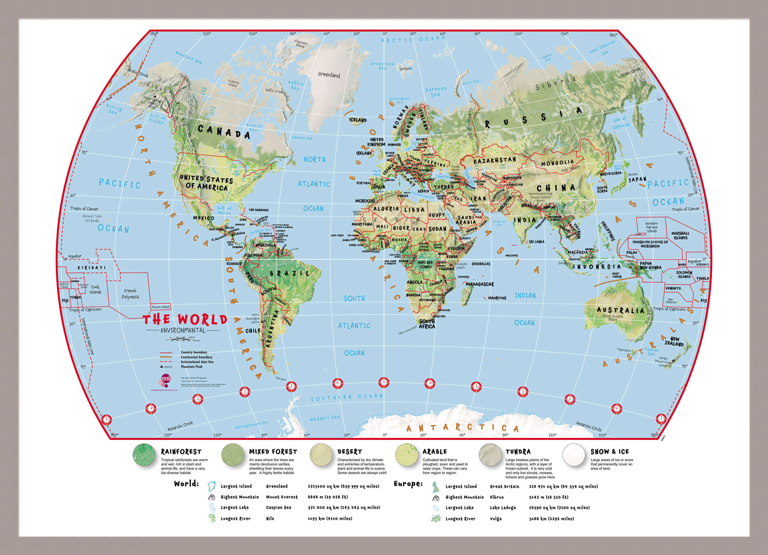 WM00415_S_PINAL - Primary World Wall Map Environmental