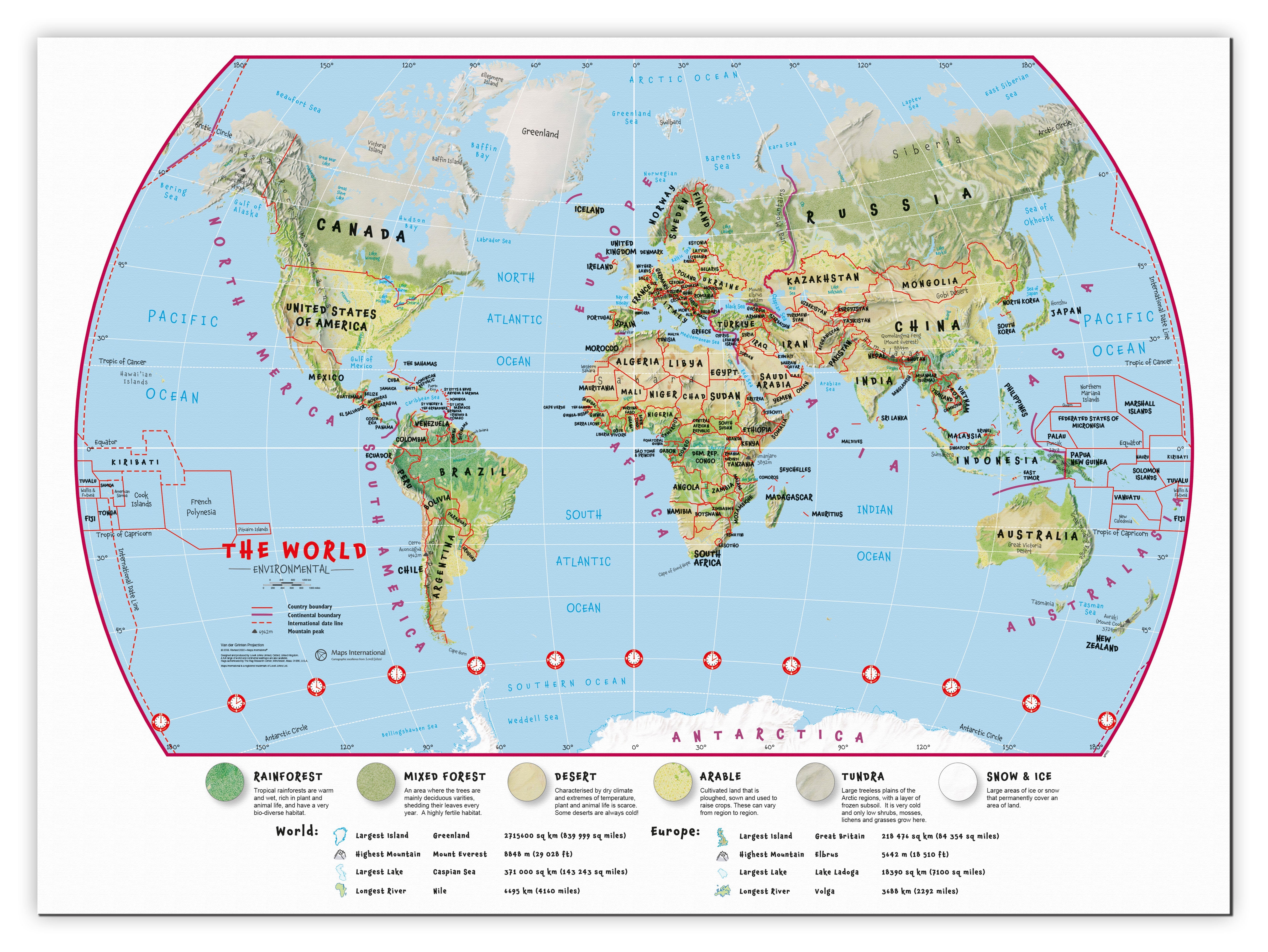 WM00415_S_CANVA - Primary World Wall Map Environmental