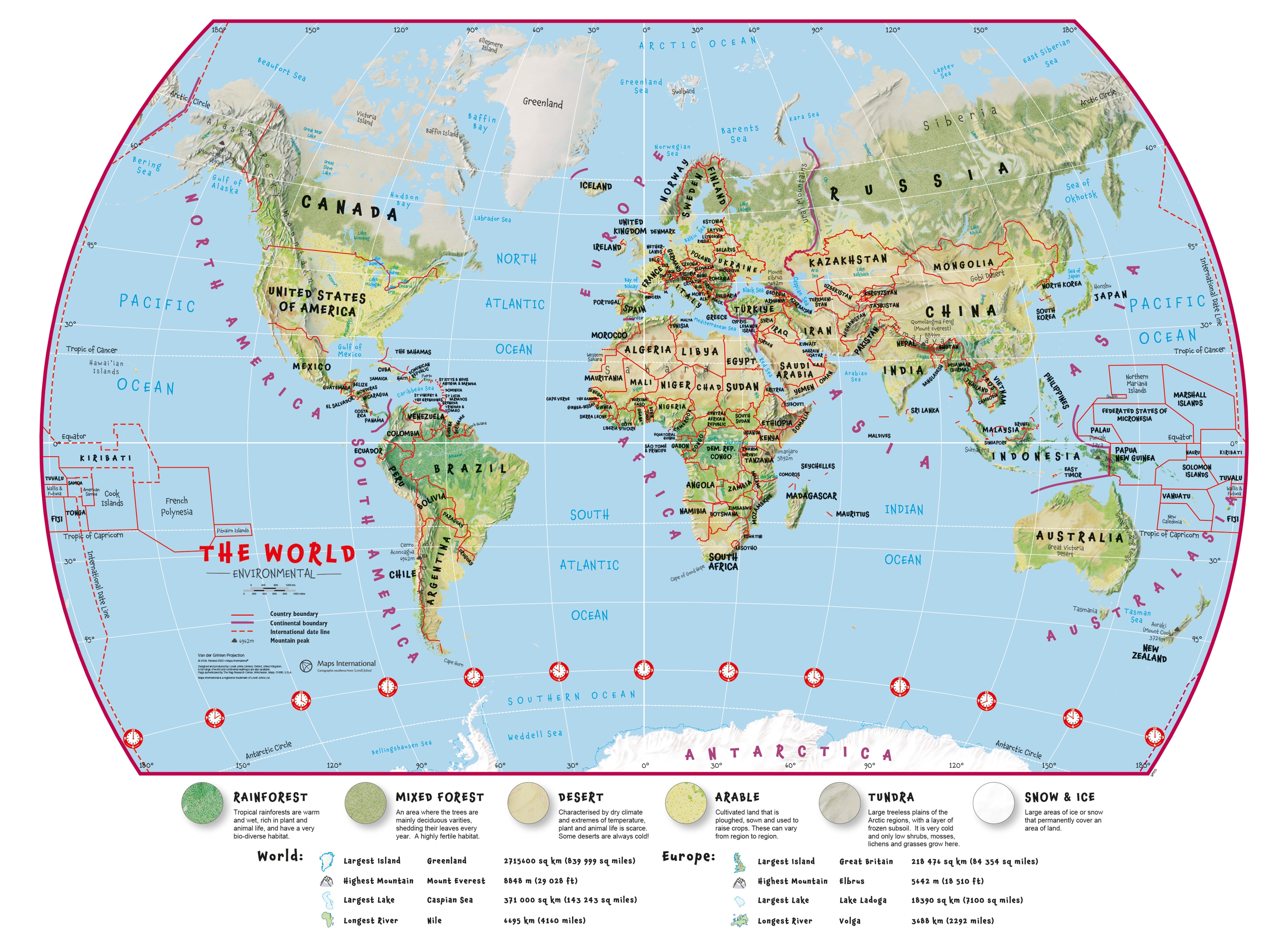 WM00415_H_LAMIN - Primary World Wall Map Environmental