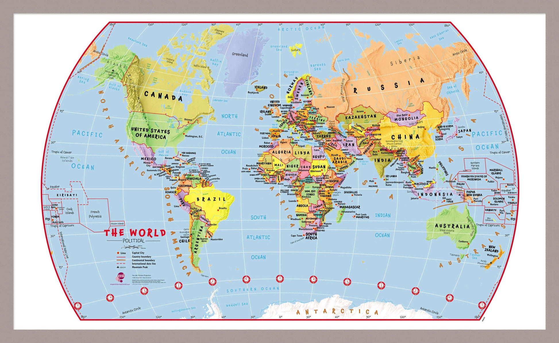 WM00797_S_PINAL - Primary World Wall Map Political