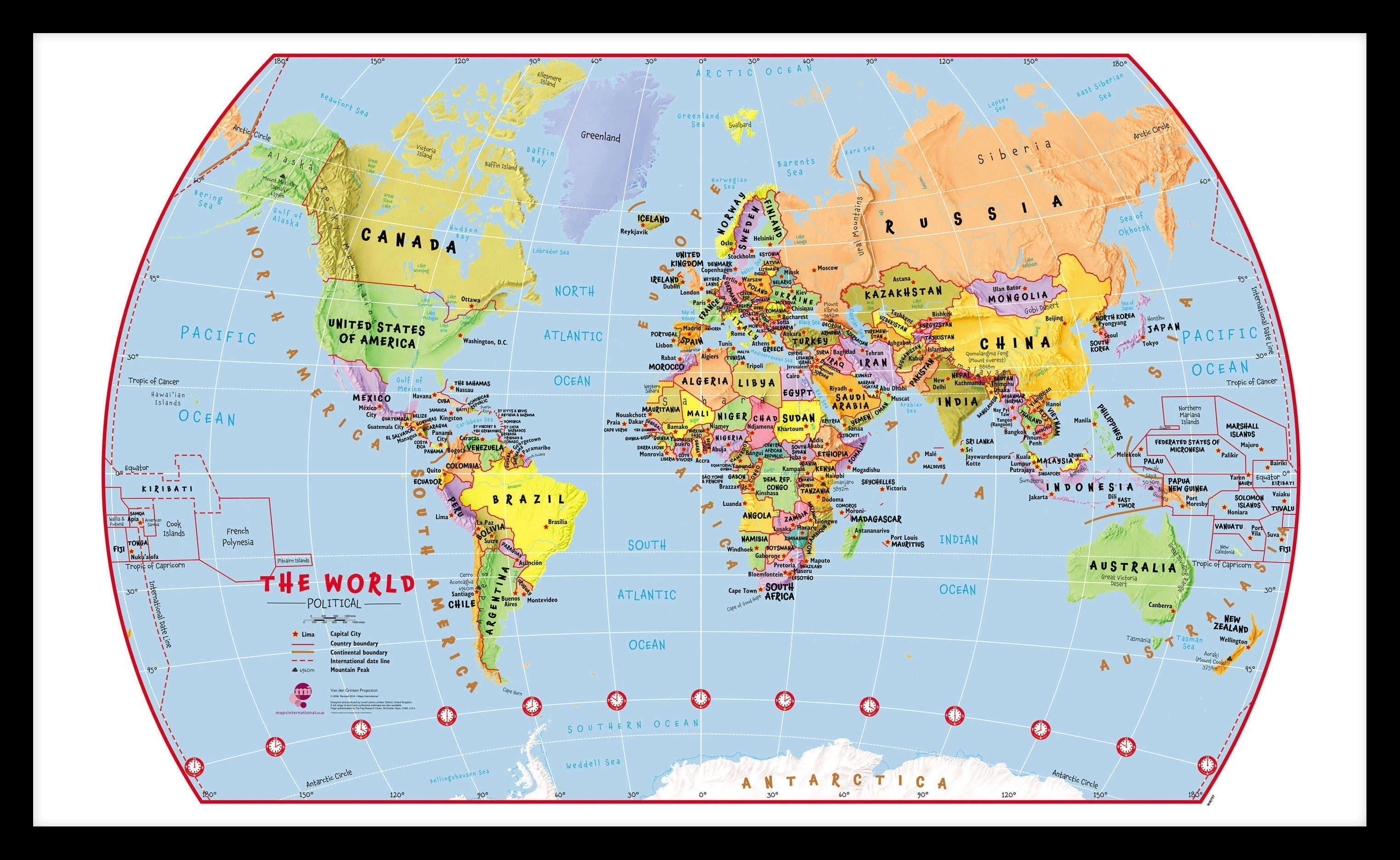 WM00797_S_PINBL - Primary World Wall Map Political