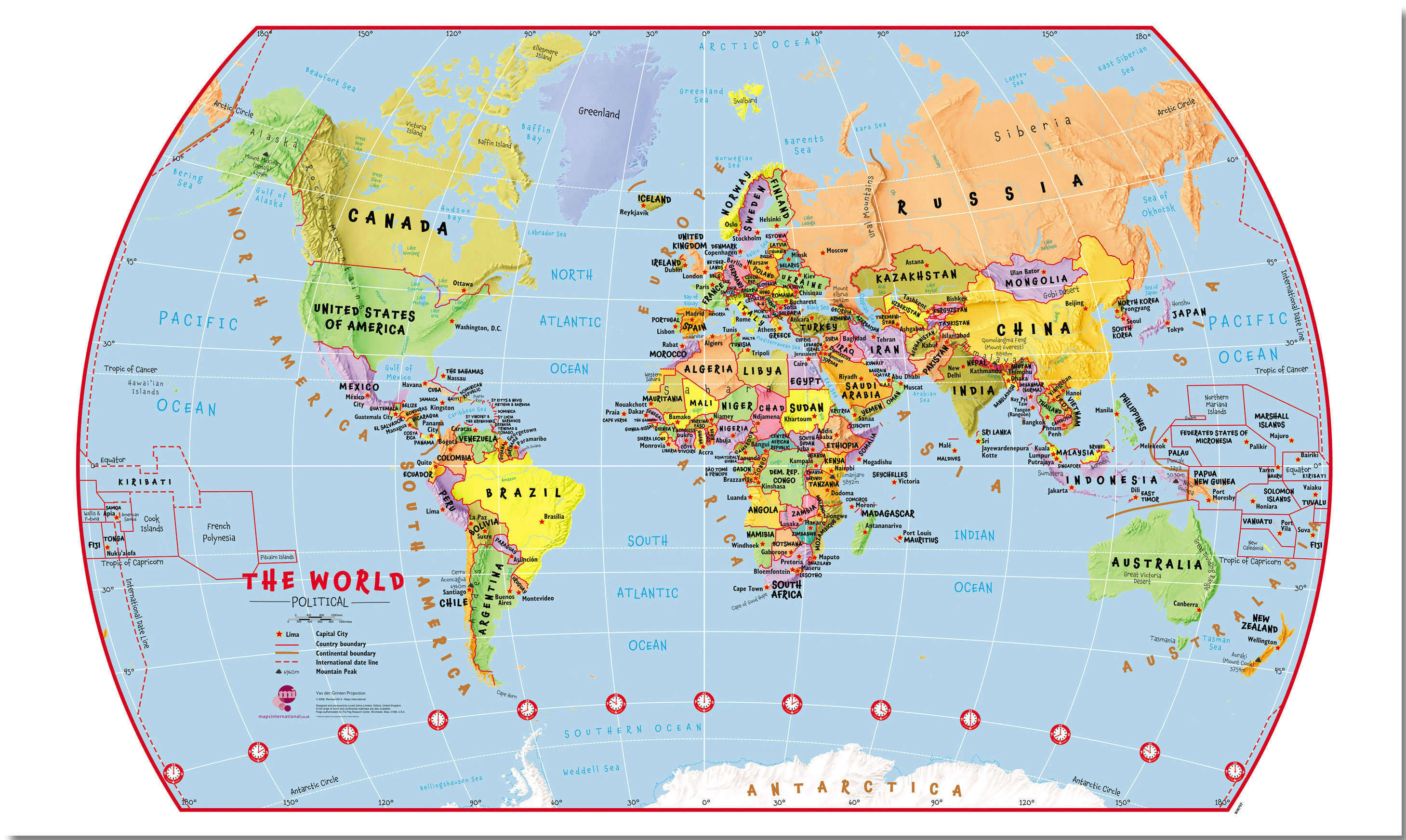 WM00797_S_PNBRD - Primary World Wall Map Political