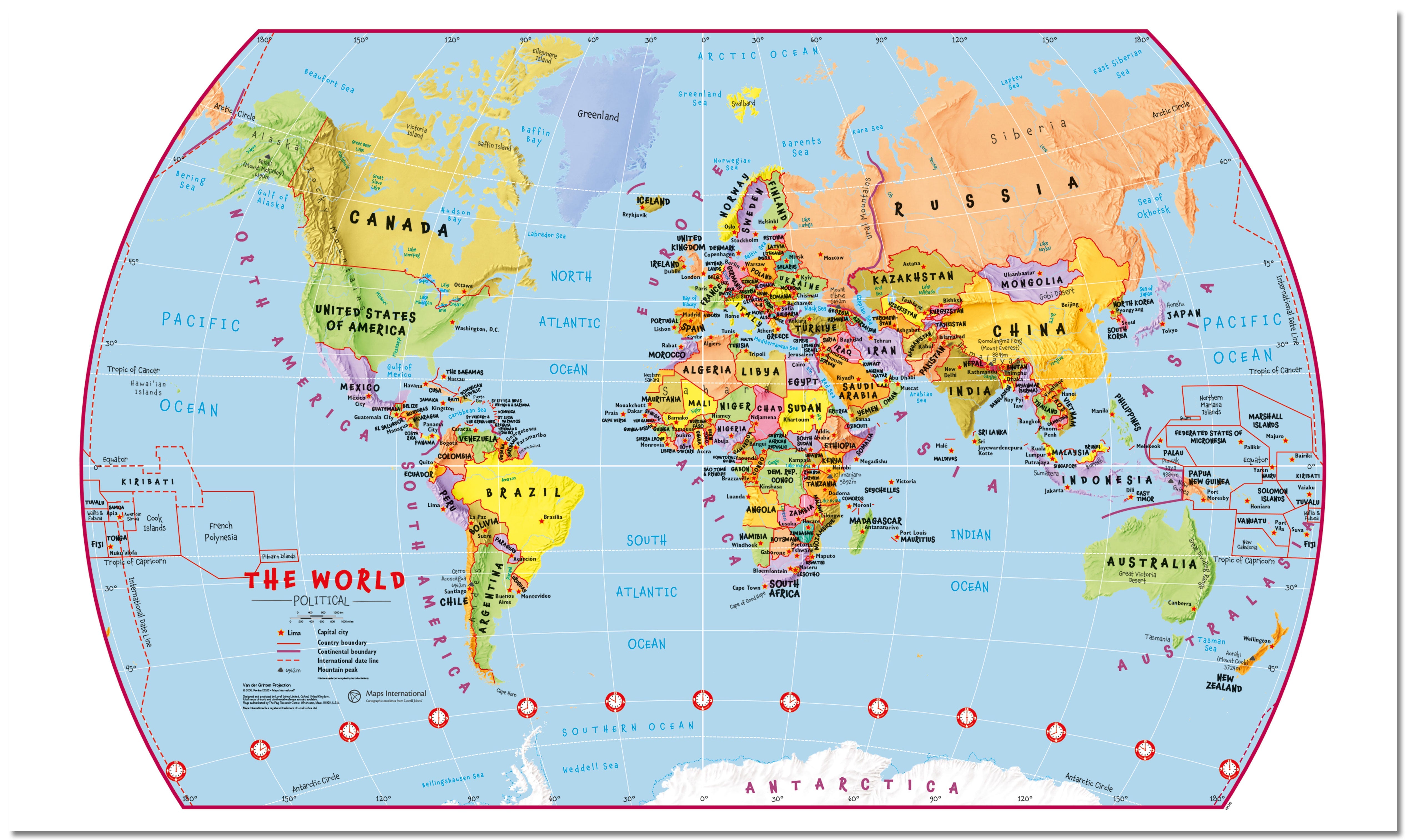 WM00797_L_LMBRD - Primary World Wall Map Political