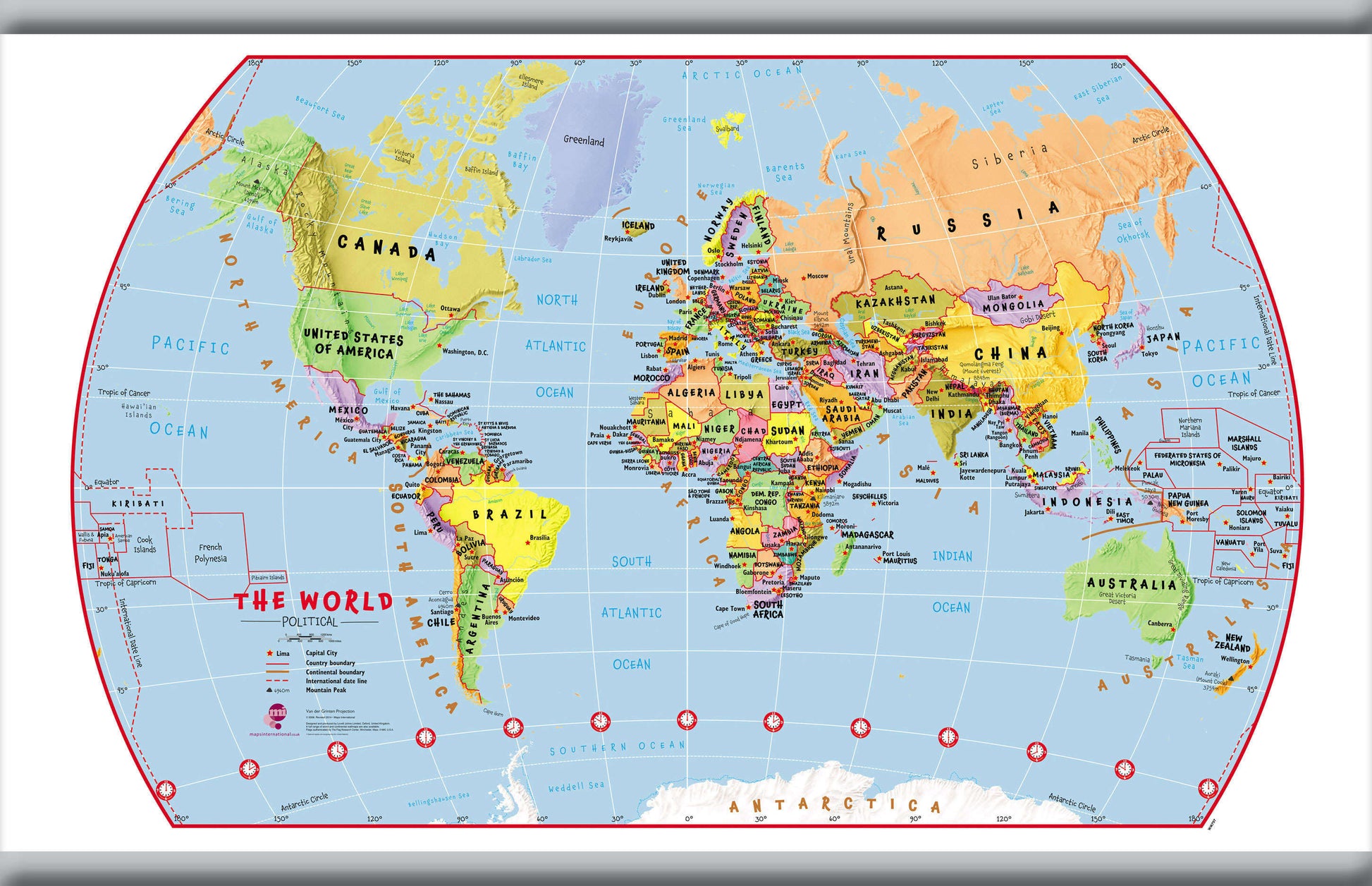 WM00797_S_LAMHB - Primary World Wall Map Political