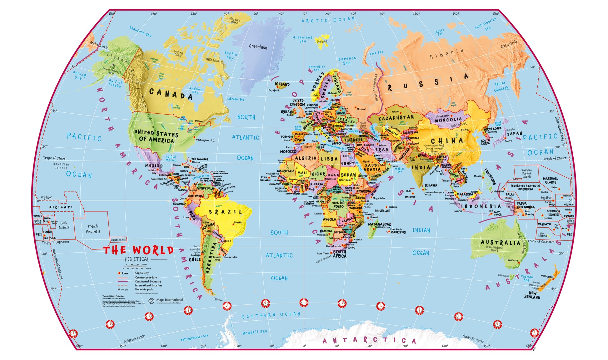 WM00797_S_PAPER - Primary World Wall Map Political
