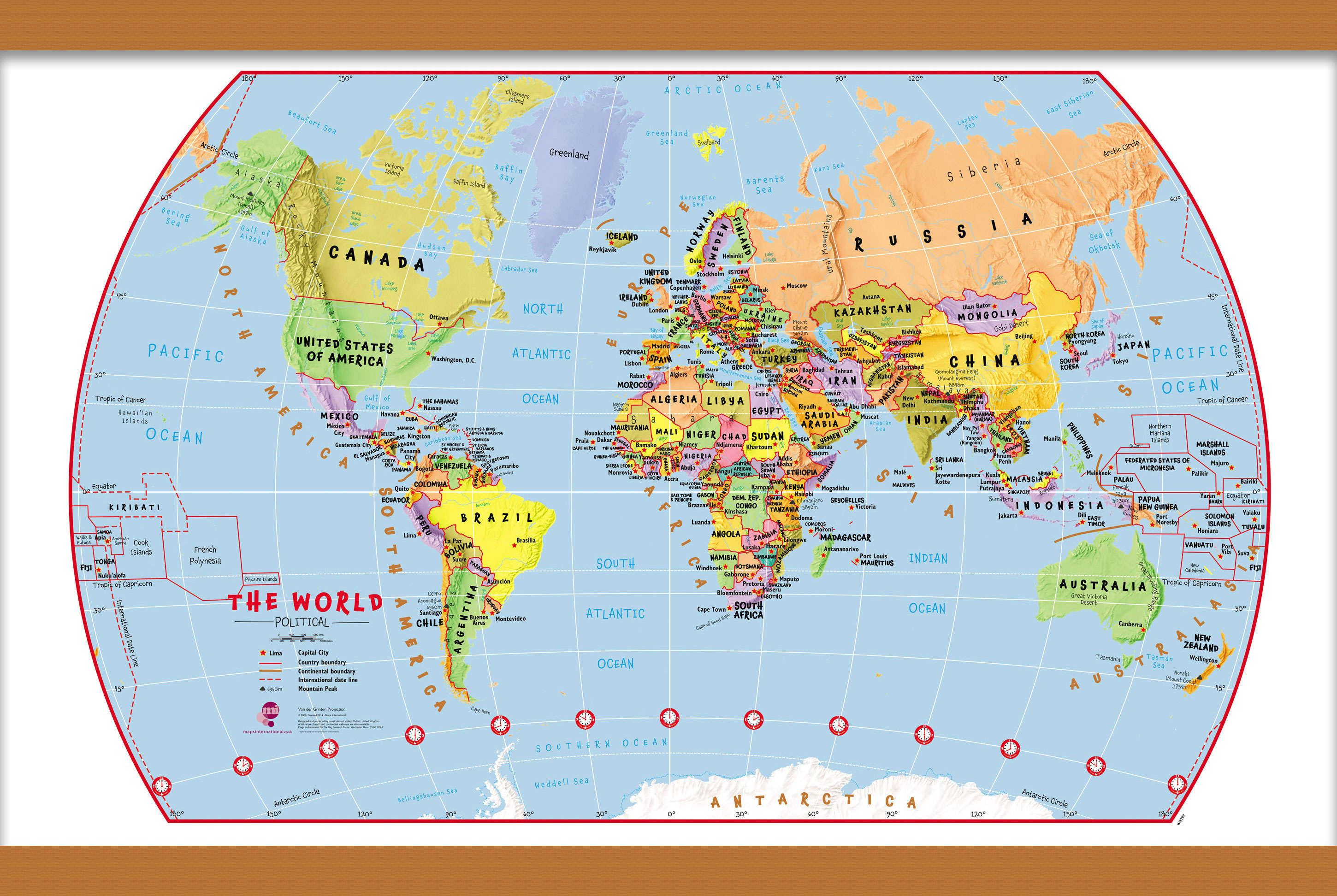 WM00797_S_LWDHB - Primary World Wall Map Political