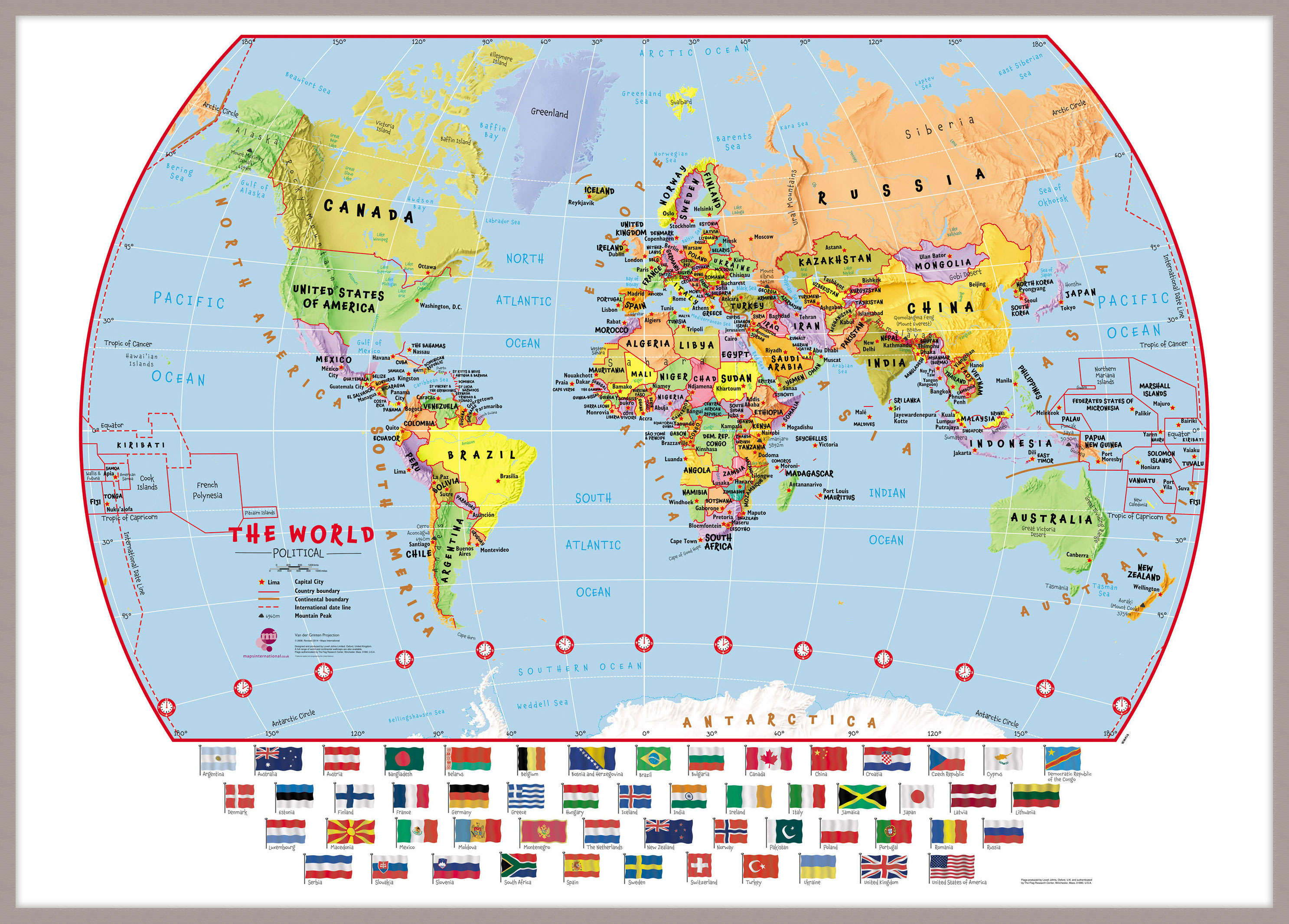 WM00414_L_MGFAL - Primary World Wall Map Political with flags