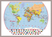 WM00414_S_PINAL - Primary World Wall Map Political with flags
