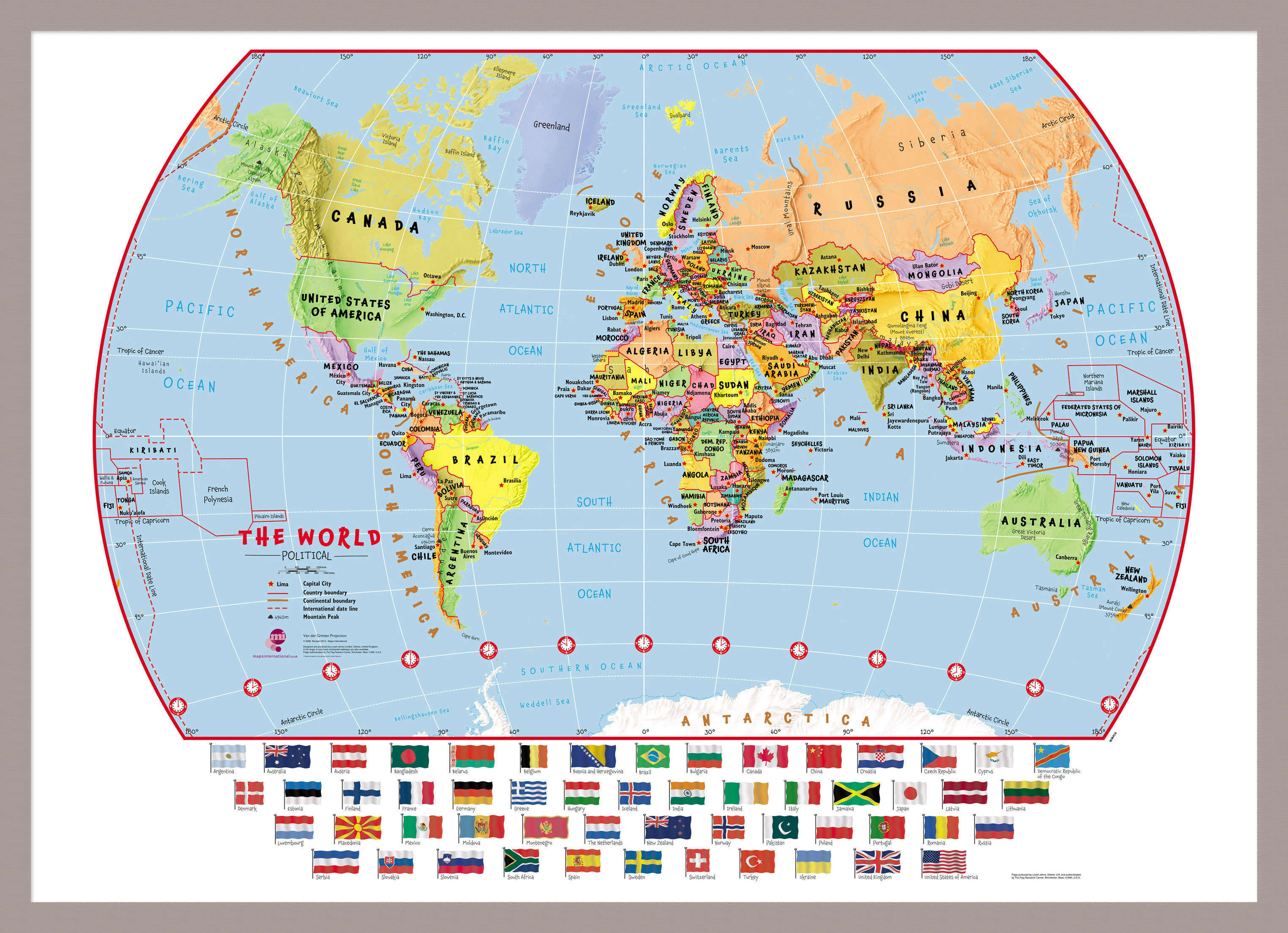 WM00414_M_MGFAL - Primary World Wall Map Political with flags