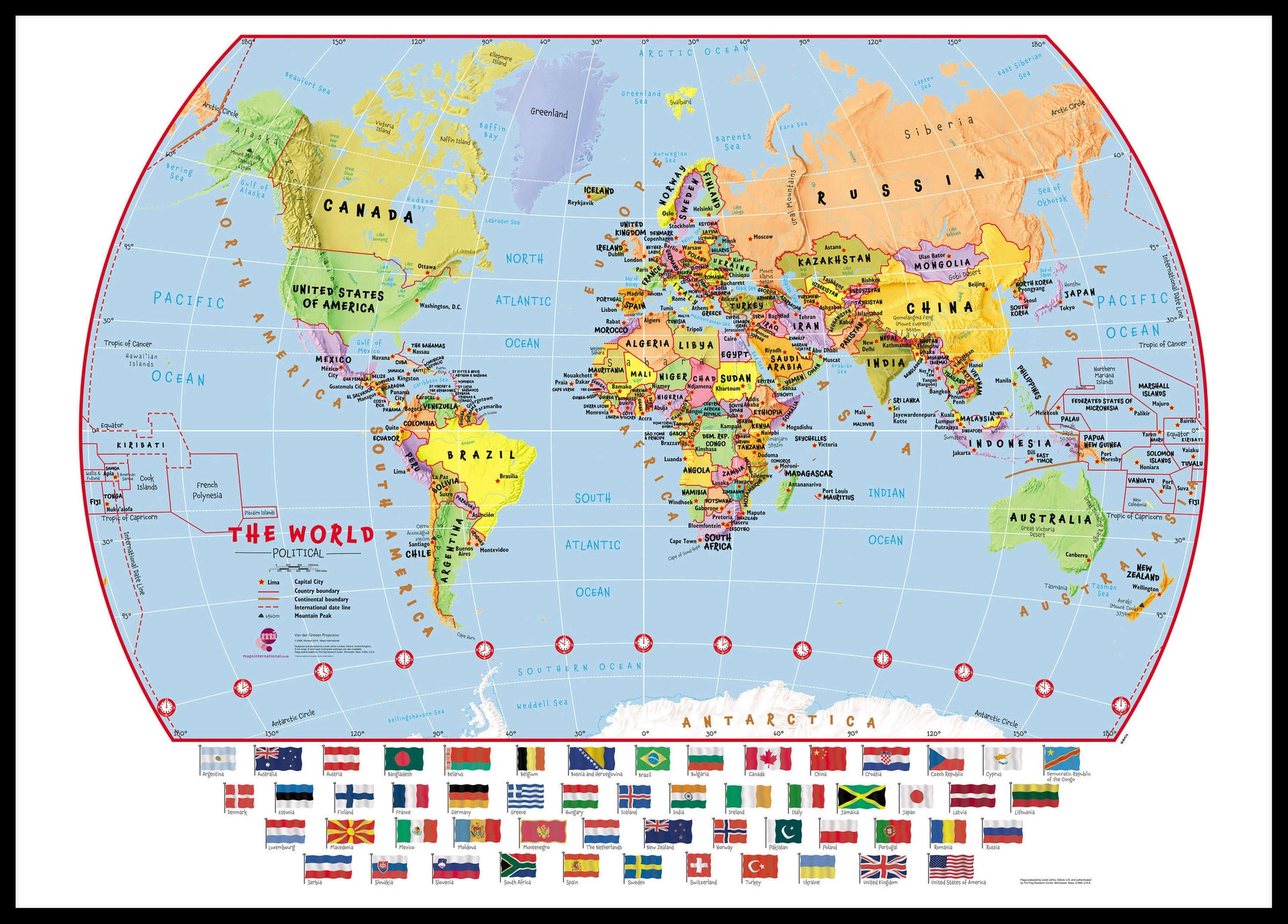 WM00414_H_LBDBL - Primary World Wall Map Political with flags