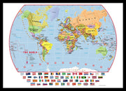 WM00414_S_PINBL - Primary World Wall Map Political with flags